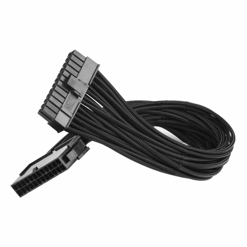 J&D ATX 24-pinowy kabel zasilacza płyty głównej, przewód przedłużający ATX PSU, 24-pinowy męski (4+20) do żeńskiego, 12 cali