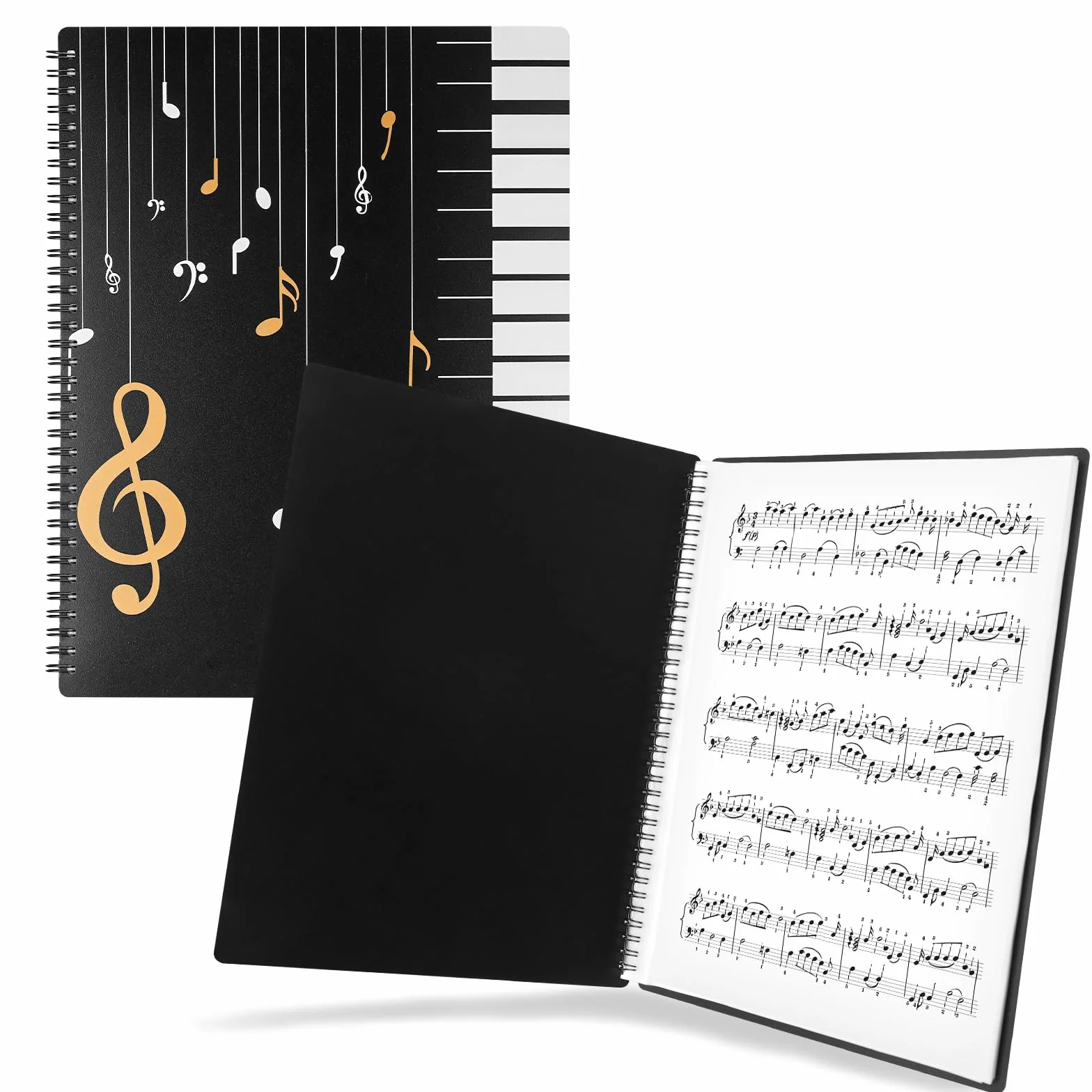 JIANTA A4 120-stronicowy folder muzyczny, spiralny segregator na dokumenty muzyczne, 21,5 x 28 cm torba do przechowywania dokumentów papierowych, pusta plastikowa teczka chóralna