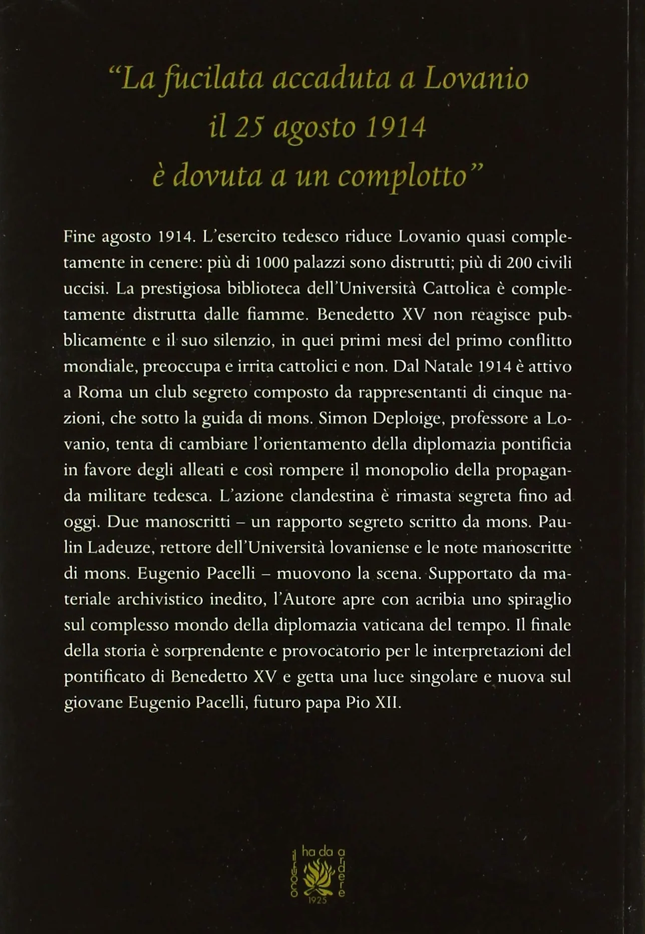 Diplomazia segreta in Vaticano (1914-1915). Eugenio Pacelli e la resistenza alleata a Roma