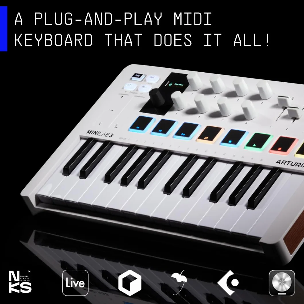 Arturia Minilab 3 Kontroler Midi, Biały, 35.6 x 22.1 x 5.1 cm