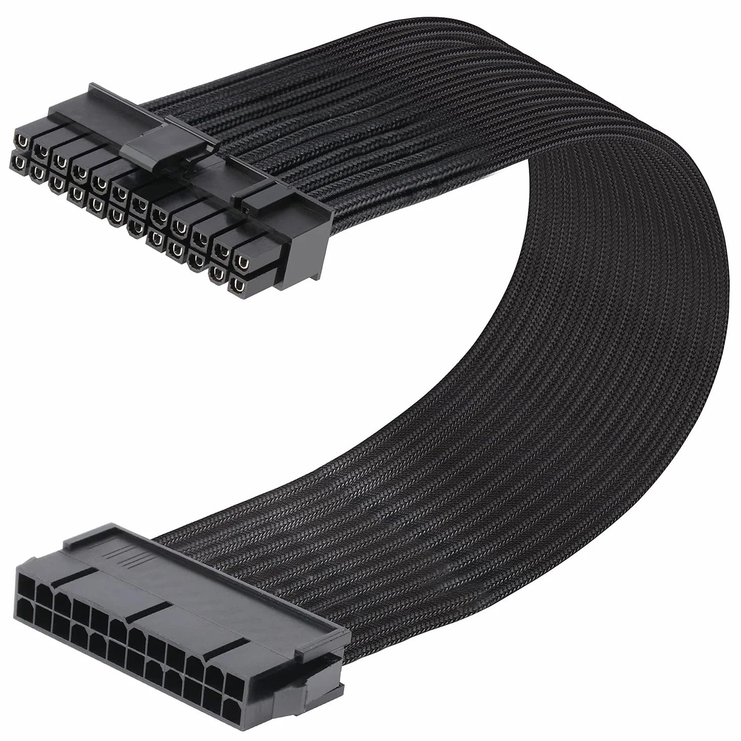 J&D ATX 24-pinowy kabel zasilacza płyty głównej, przewód przedłużający ATX PSU, 24-pinowy męski (4+20) do żeńskiego, 12 cali