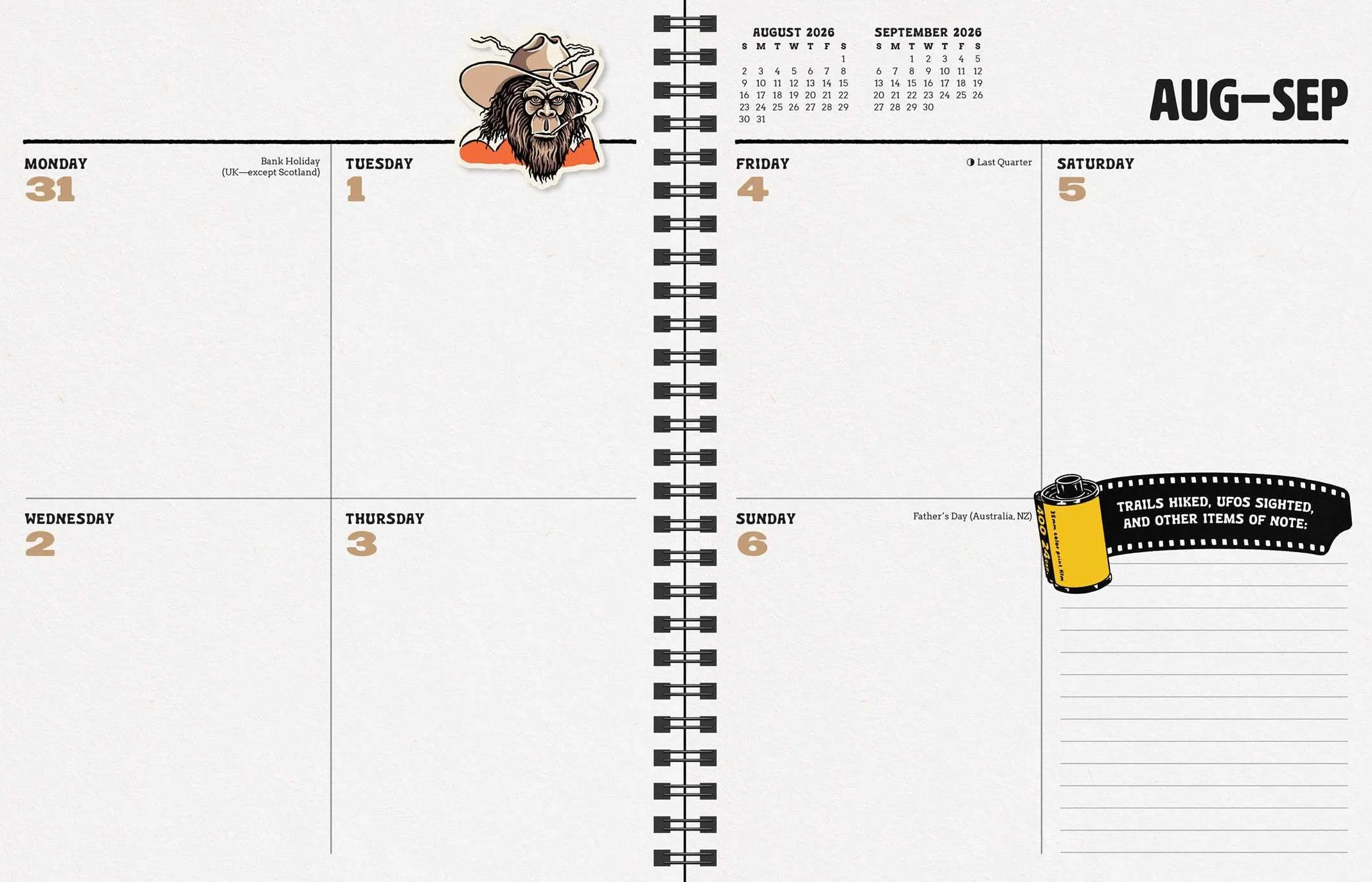 Paranormal Parks 12-Month 2026 Monthly/Weekly Planner Calendar