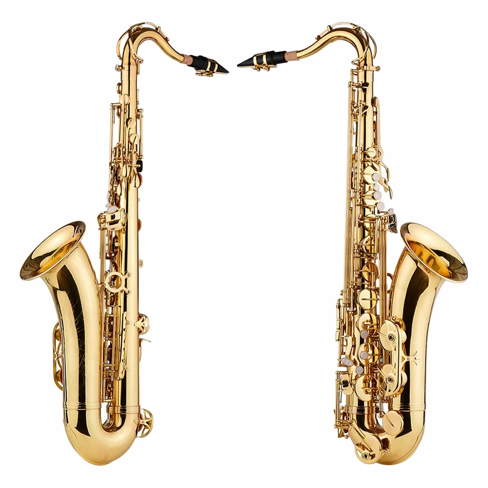 Bb saksofon tenorowy mosiężny korpus złoty lakierowany instrument dęty drewniany z futerałem rękawiczkami ściereczka do czyszczenia szczotka saksofonowe paski na szyję