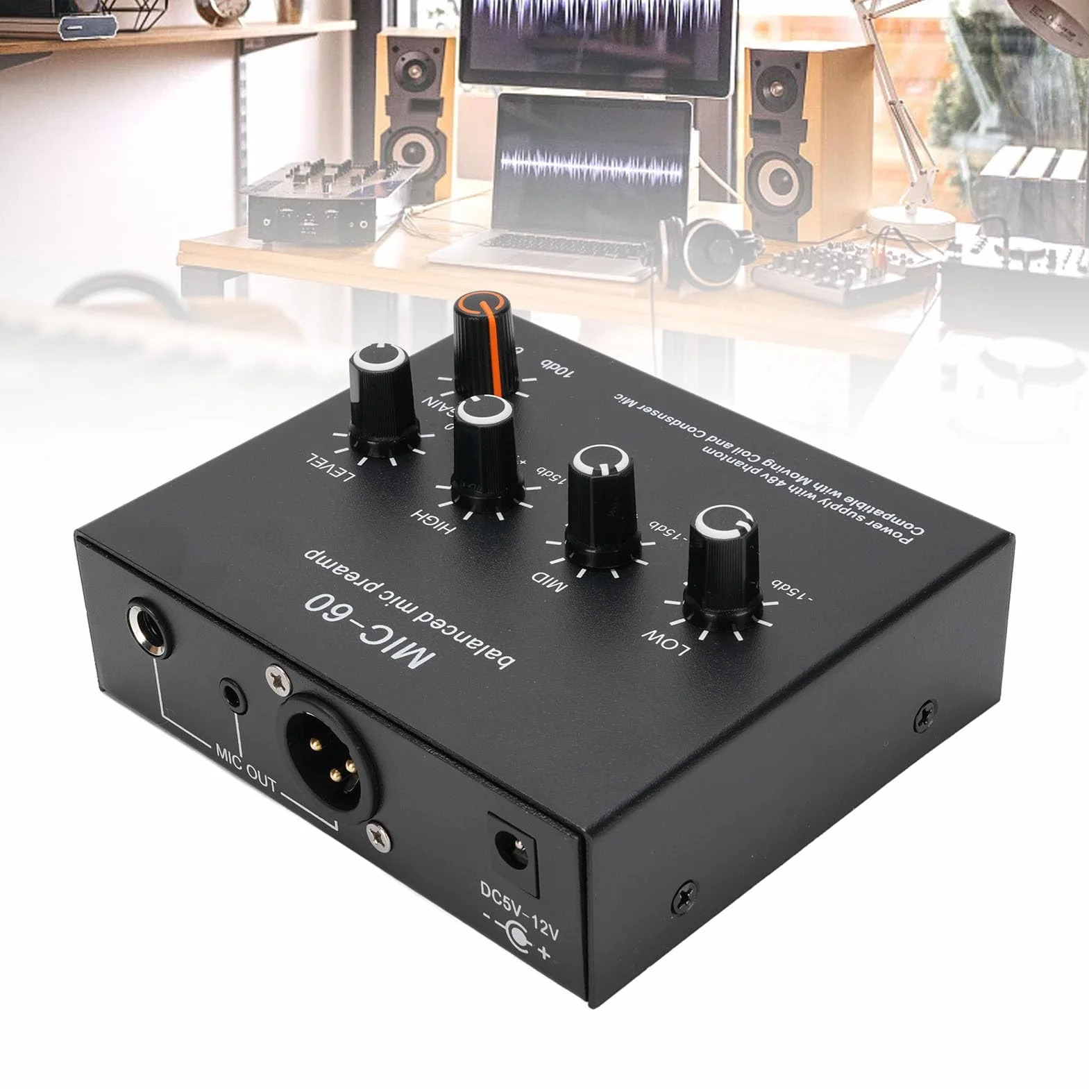 Wzmacniacz mikrofonowy mikrofon przedwzmacniacz wzmocnienie mikrofonu 48 V zasilacz mikrofon przedwzmacniacz do dynamicznego kondensatora XLR 3,5 mm 6,35 mm wejścia (z kablem XLR)