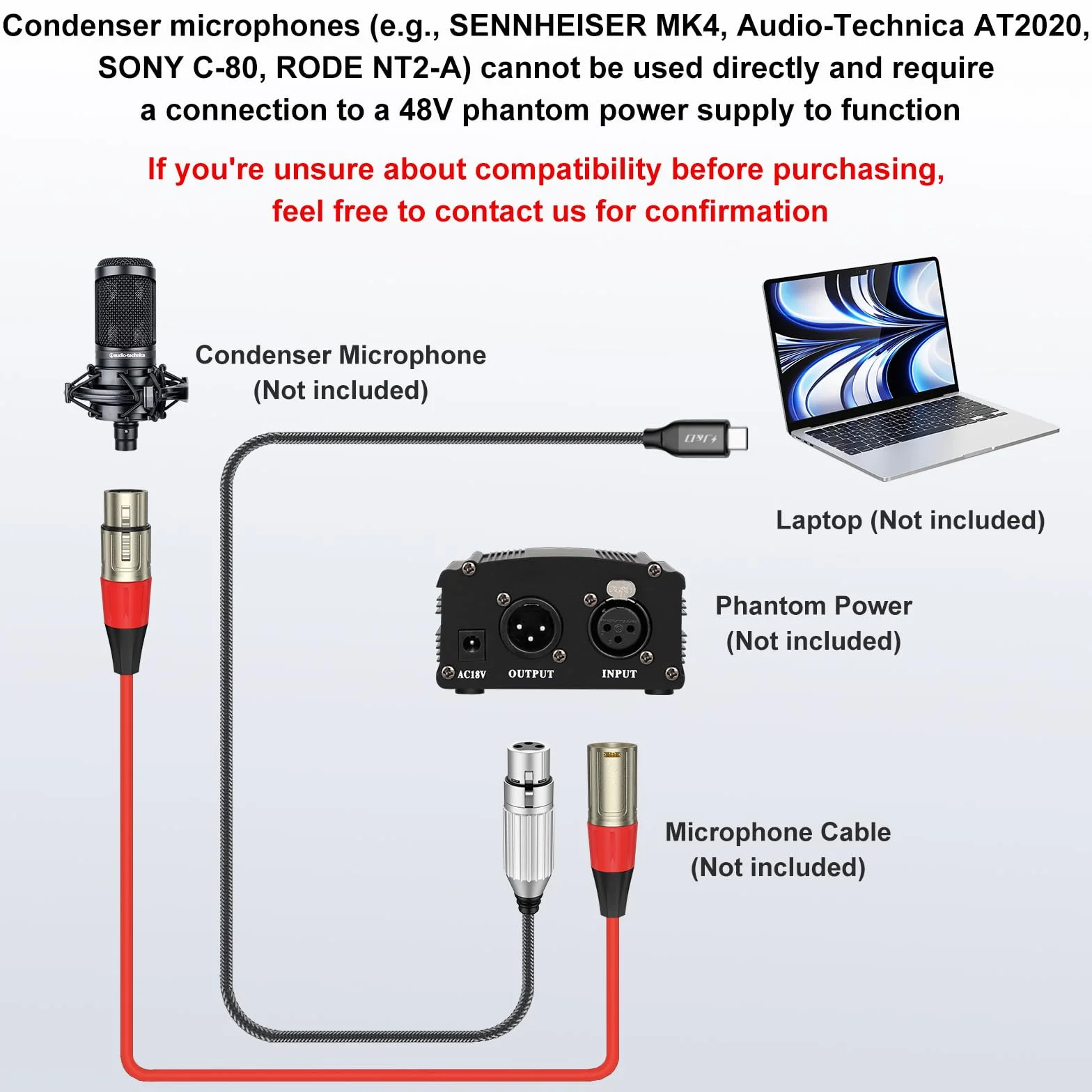 J&D USB C do XLR Mikrofonowy Kabel Audio, Pleciony USB C do XLR Żeński Kabel do Nagrywania Audio, Mikrofon Dynamiczny, Kompatybilny z iPhone 16/17 Serii, MacBook, 1 m