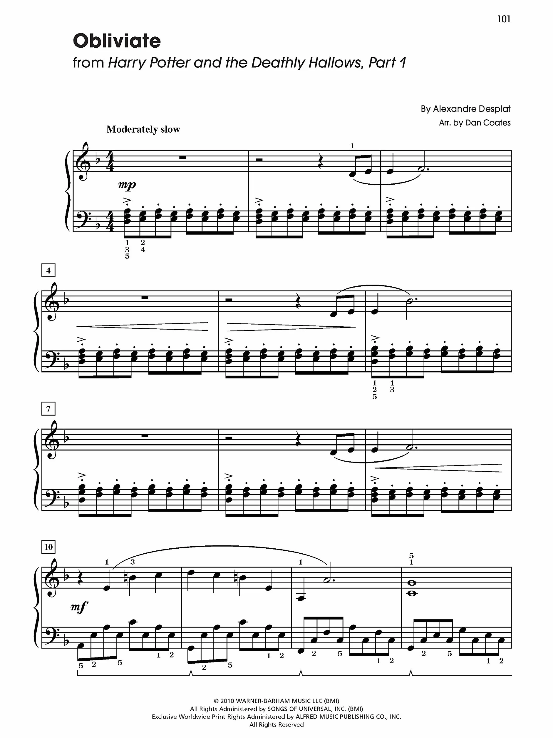 Harry potter sheet music from the complete film series easy piano book