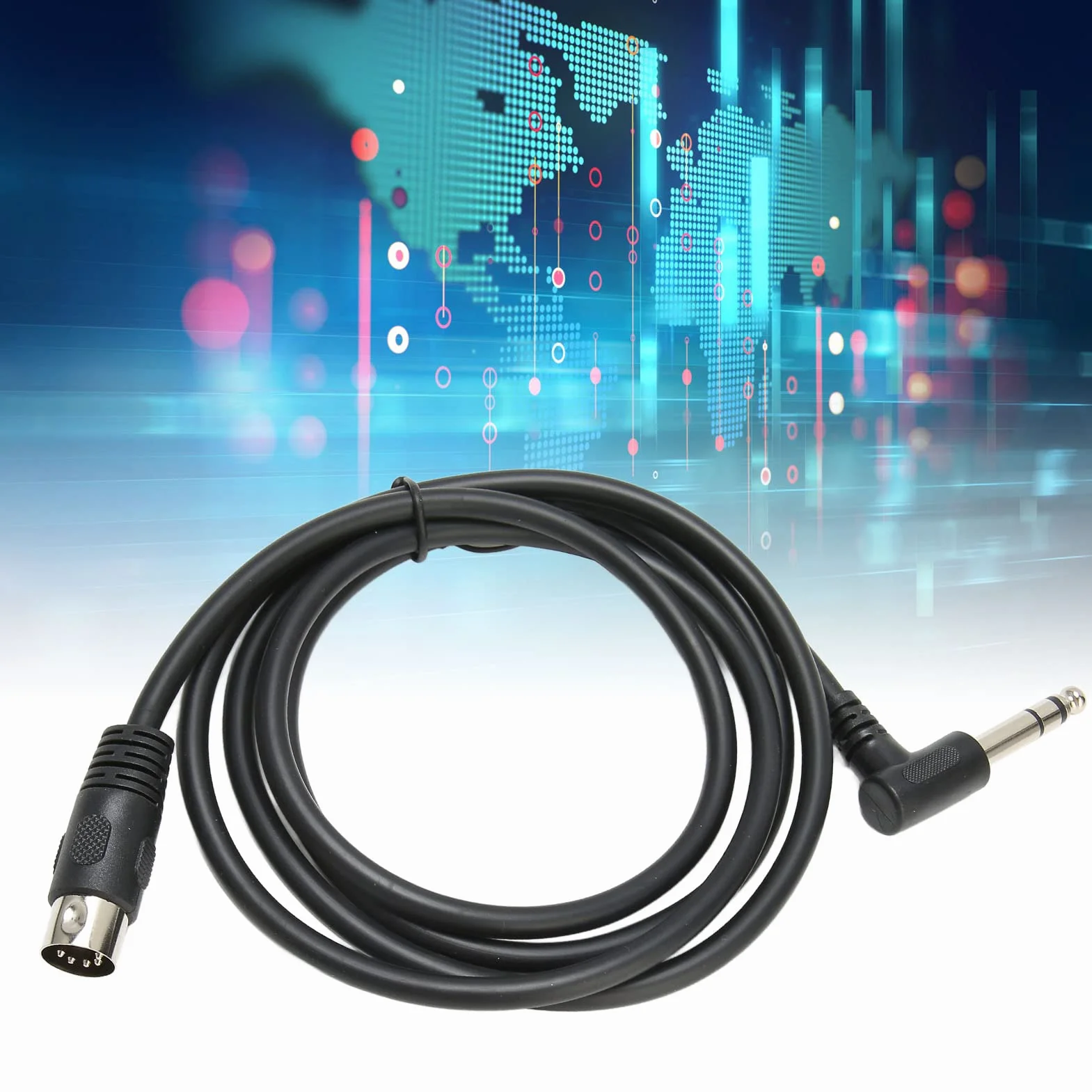 Kabel 1/4 Cala do DIN 5 Pin, 90 Stopni 6.35mm Męski na MIDI 5Pin Męski TRS Stereofoniczny Kabel Audio do Głośnika, Wzmacniacza, Miksera, Klawiatury MIDI, 4,9 Stopy