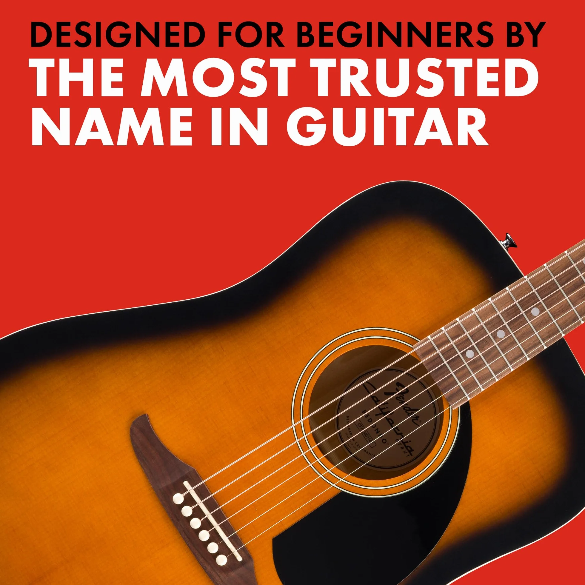 Fender California Debut Redondo Dreadnought gitara akustyczna, świerkowy top, czarna maskownica, 2-kolorowa Sunburst