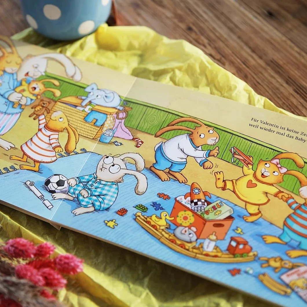 Wenn die kleinen Hasen um Häschen Nummer sieben rasen: Süßes Pappbilderbuch über die Geburt eines neuen Hasen-Geschwisterchens ab 2 Jahren