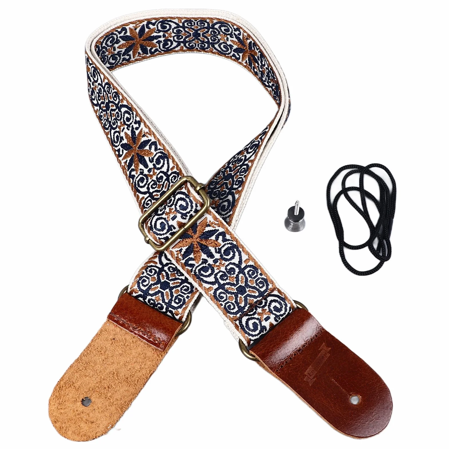 Yosoo Health Gear Haftowany Pasek do Ukulele, Regulowany Pasek na ramię w Stylu Etnicznym, Wygodny Krój Nylonowej Skórzanej Chusty do Ukulele dla Miłośników Muzyki (styl 1)