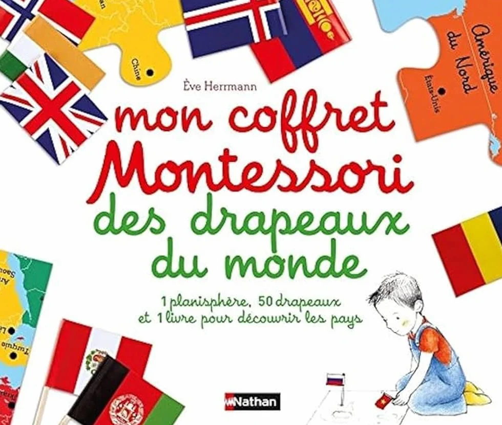 Mon coffret Montessori des drapeaux du monde - Dès 6 ans: Avec 1 planisphère et 50 drapeaux