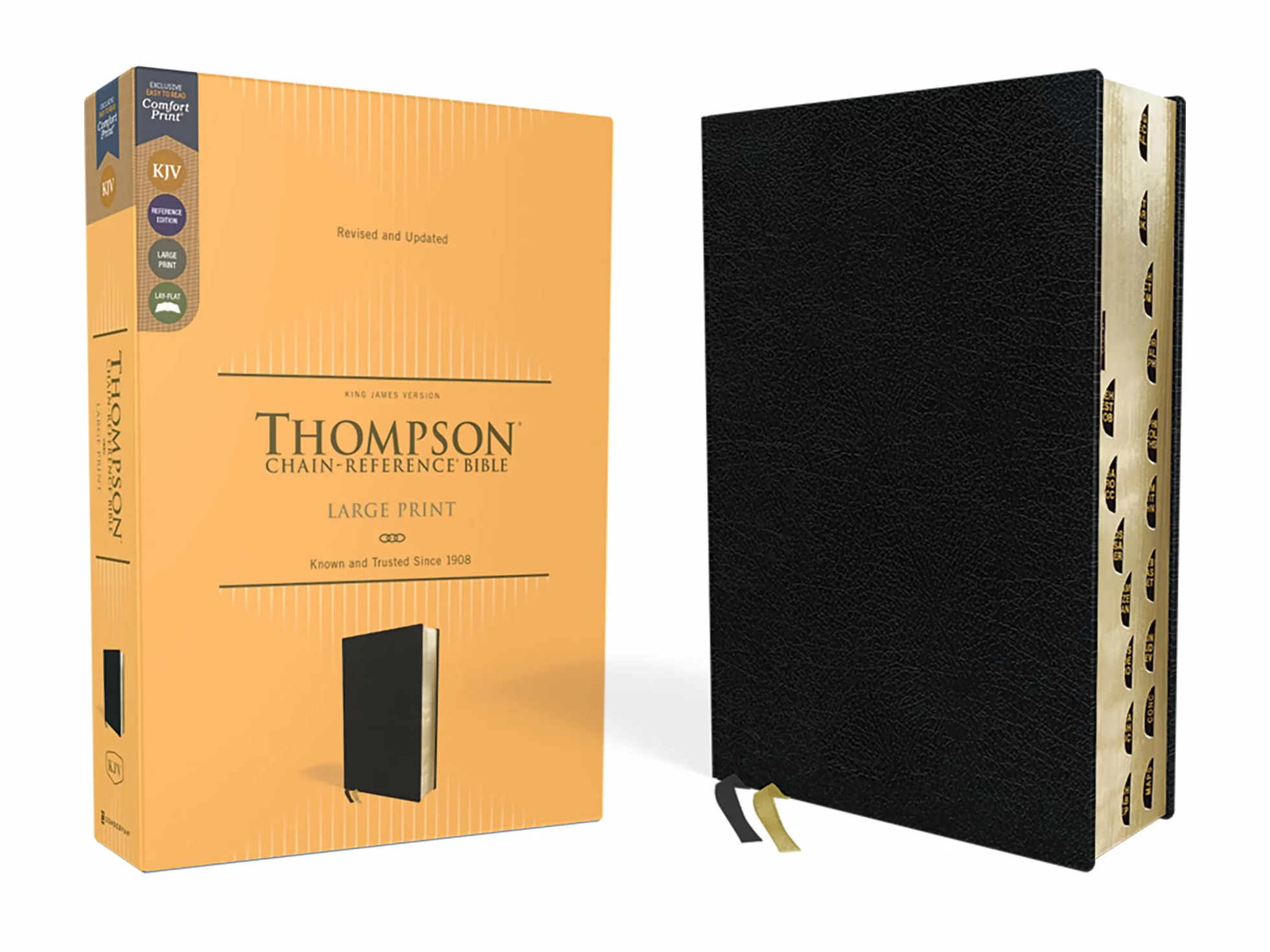 Kjv, Thompson Chain-Reference Bible, Large Print, Bonded Leather, Black, Red Letter, Thumb Indexed, Comfort Print: King James Version, Black, European Bonded Leather, Red Letter