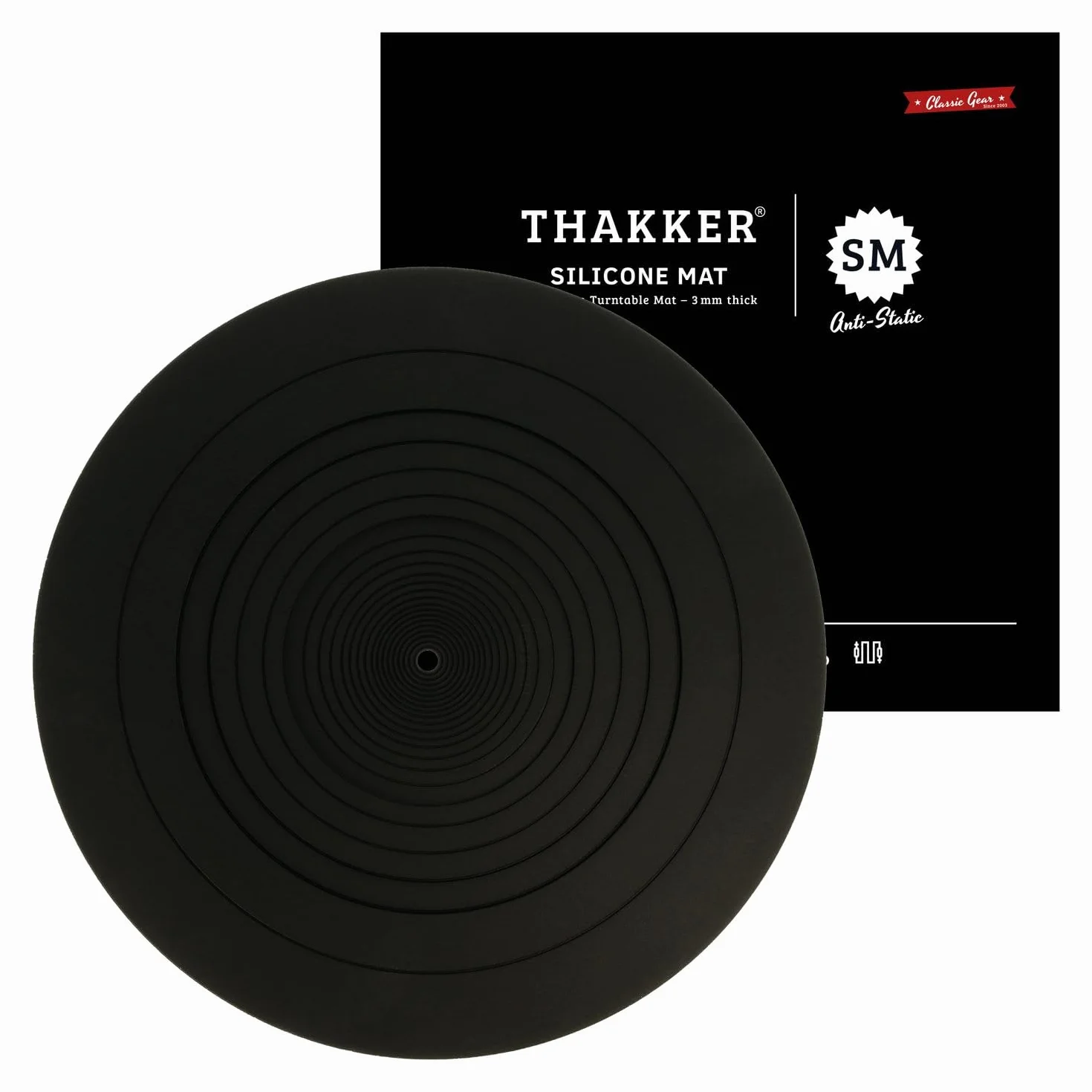 THAKKER Mata silikonowa – antystatyczna silikonowa mata gramofonowa, czarna, grubość 3 mm | średnica 298 mm | do gramofonu 12'