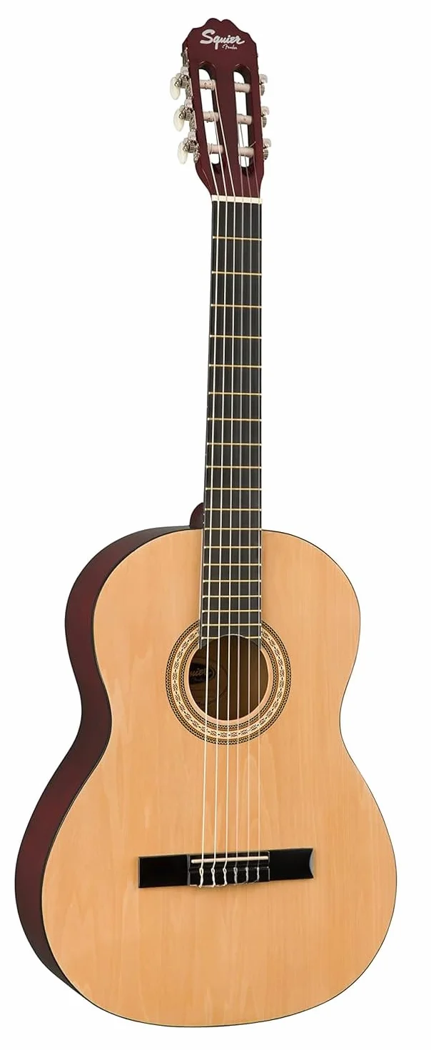 Squier by Fender SA-150N klasyczna gitara akustyczna, nylonowa struna, idealna gitara dla początkujących, naturalna, w zestawie bezpłatne lekcje wirtualne