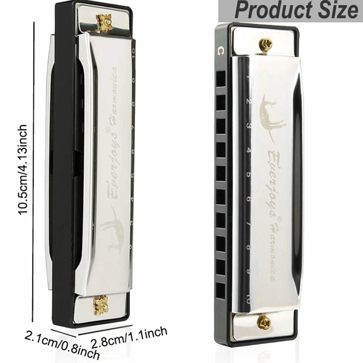 Blues Harp harmonijka ustna z 10 otworami, z etui, ściereczka do polerowania, instrukcja obsługi (może nie być dostępna w języku polskim), dla dorosłych, początkujących i uczniów