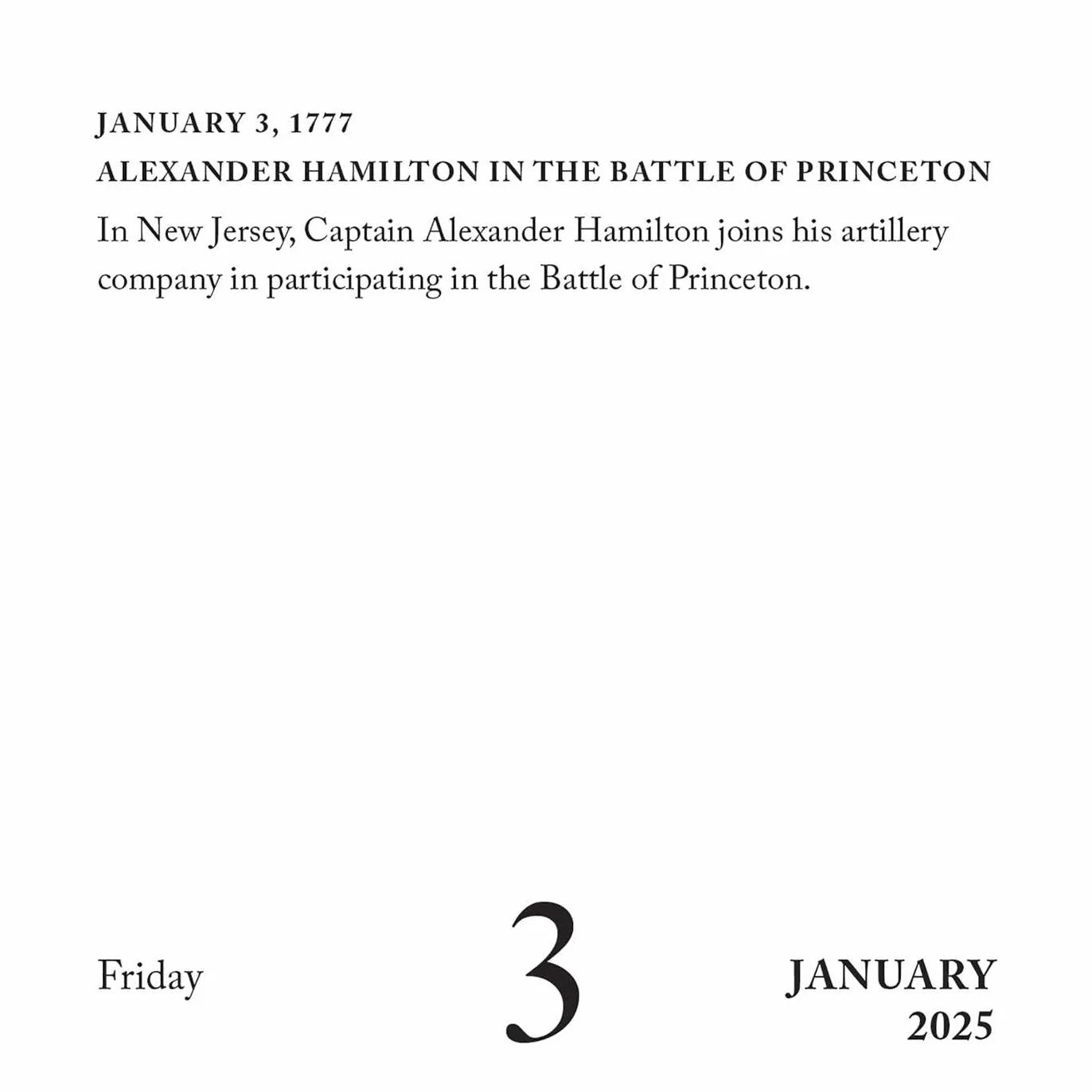 Hamilton 2025 Day-to-Day Calendar: An American Musical