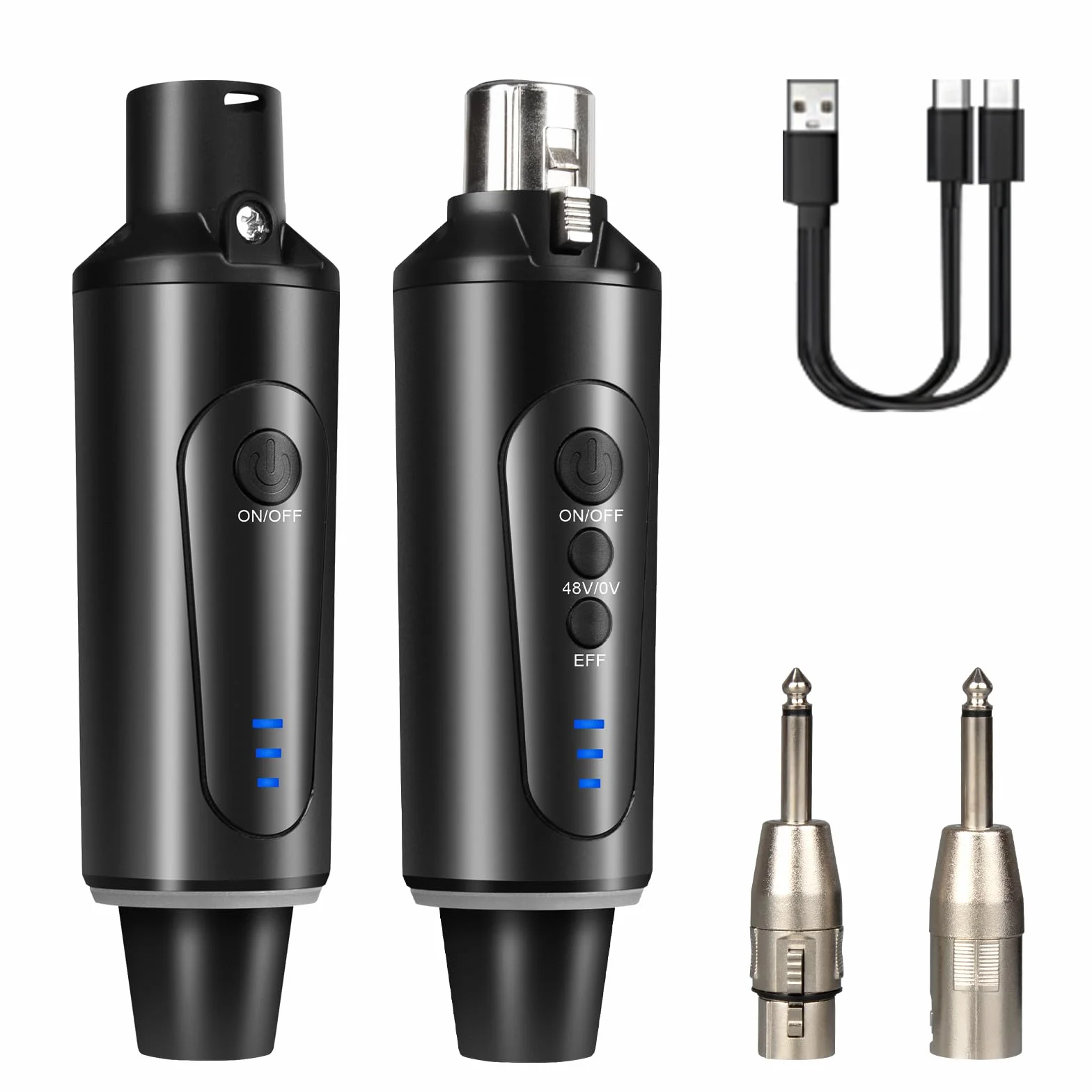 Depusheng System mikrofonu bezprzewodowego S5, bezprzewodowy nadajnik gitarowy, wtyczka XLR, do dynamicznych mikrofonów kondensatorowych 48 V, mikser audio, zasilanie fantomowe 48 V i przełącznik