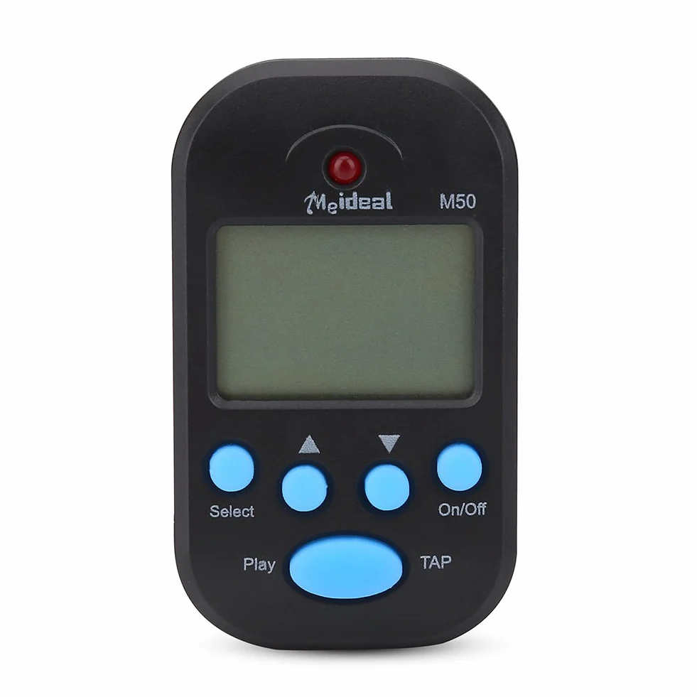 RiToEasysports Mini metronom cyfrowy, Beat Tap M50 przenośny klip na klips metronom instrumenty muzyczne z podwójnym wyjściem słuchawkowym (czarny)