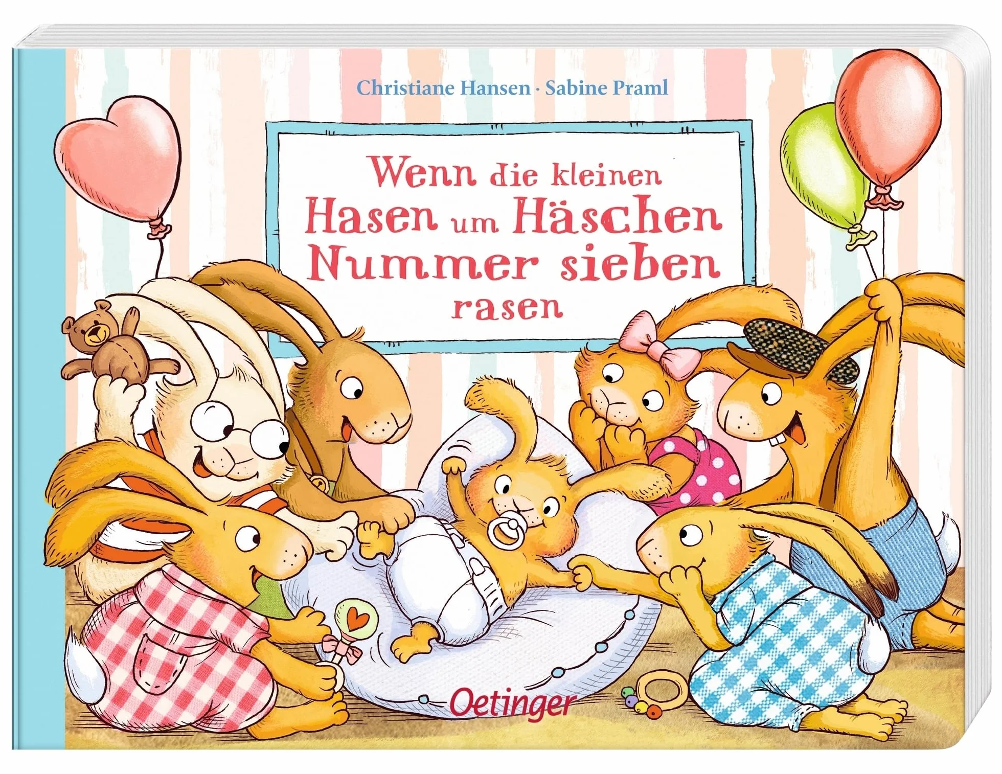 Wenn die kleinen Hasen um Häschen Nummer sieben rasen: Süßes Pappbilderbuch über die Geburt eines neuen Hasen-Geschwisterchens ab 2 Jahren