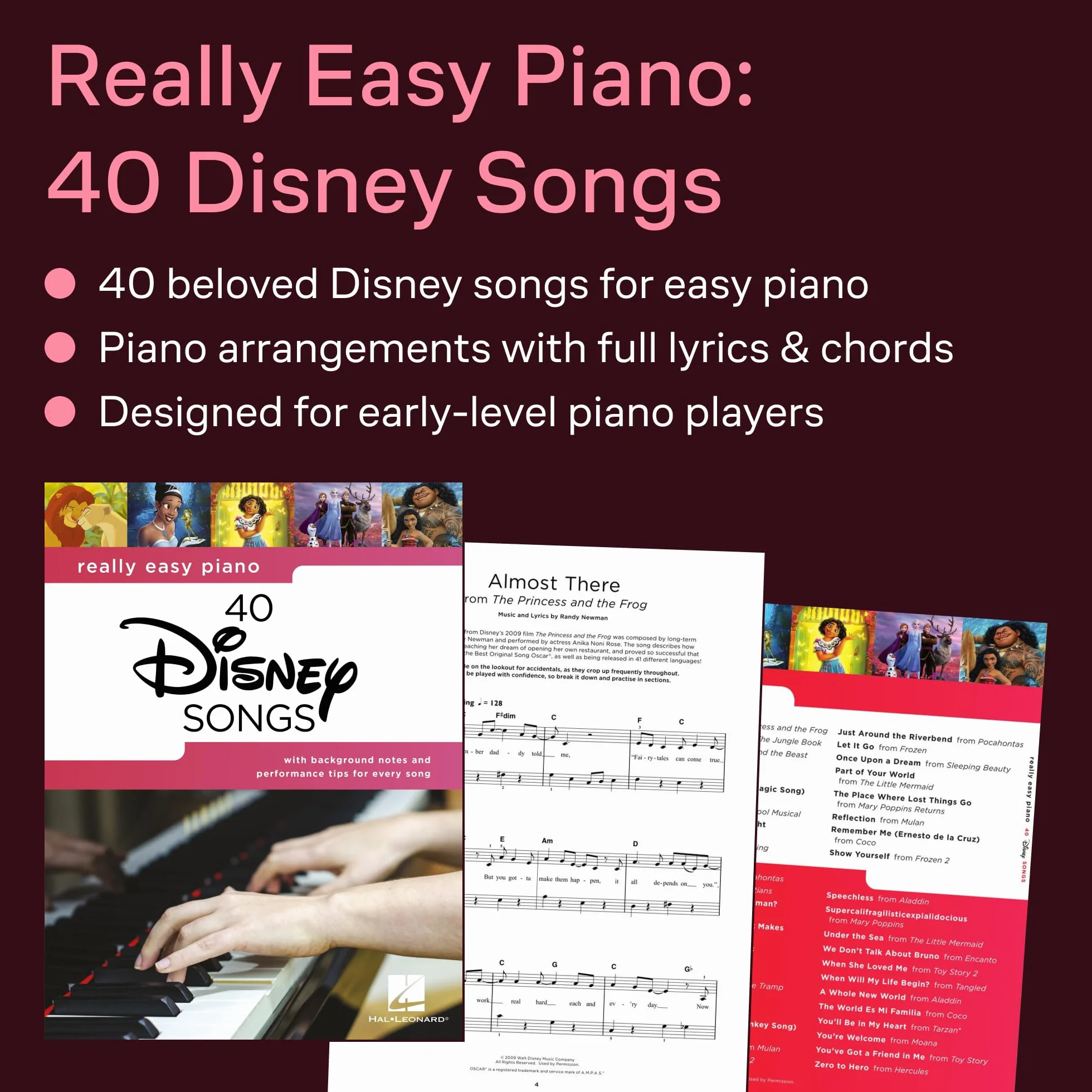 Really easy piano : 40 disney songs - piano