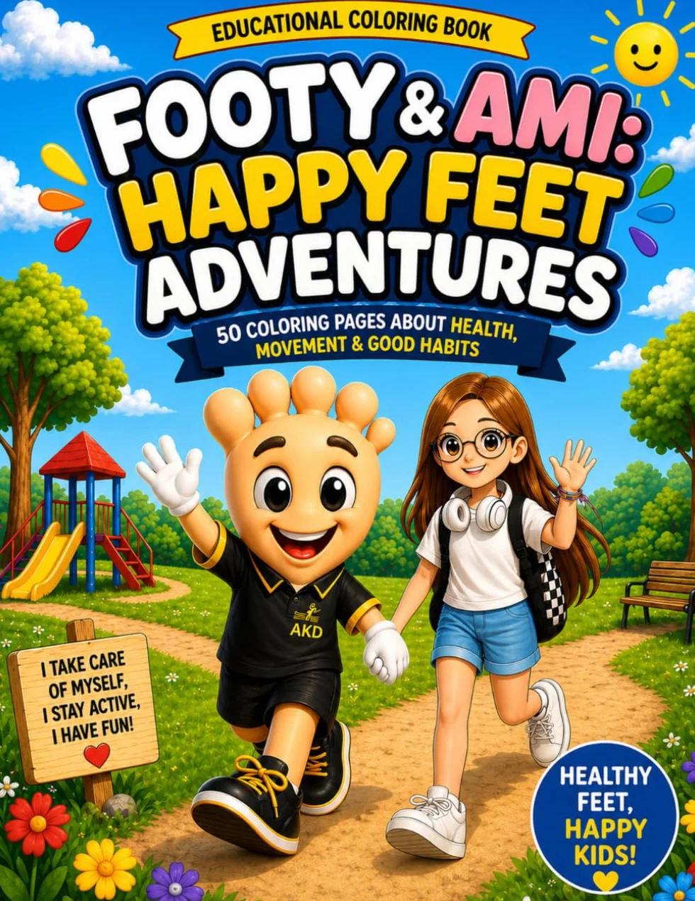 Footy & Ami: Happy Feet Adventures: Educational Coloring Book for Kids About Health, Movement and Good Habits