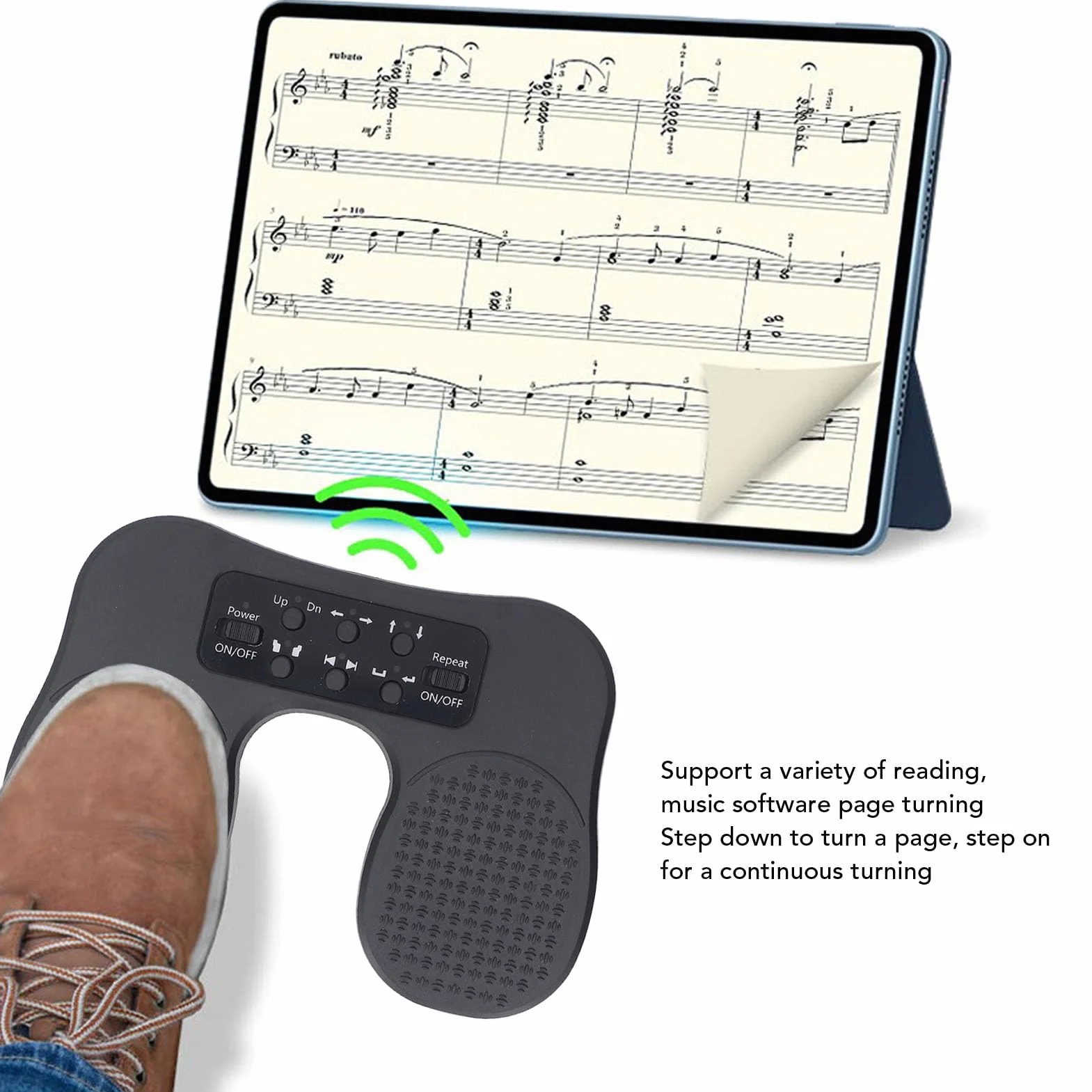 Music Page Turner Pedal, Ciche Wi Fi BT USB C Połączenie Przewodowe Niestandardowy pedał Nożny do Tabletów, Telefonów, Klawiatur Fortepianowych