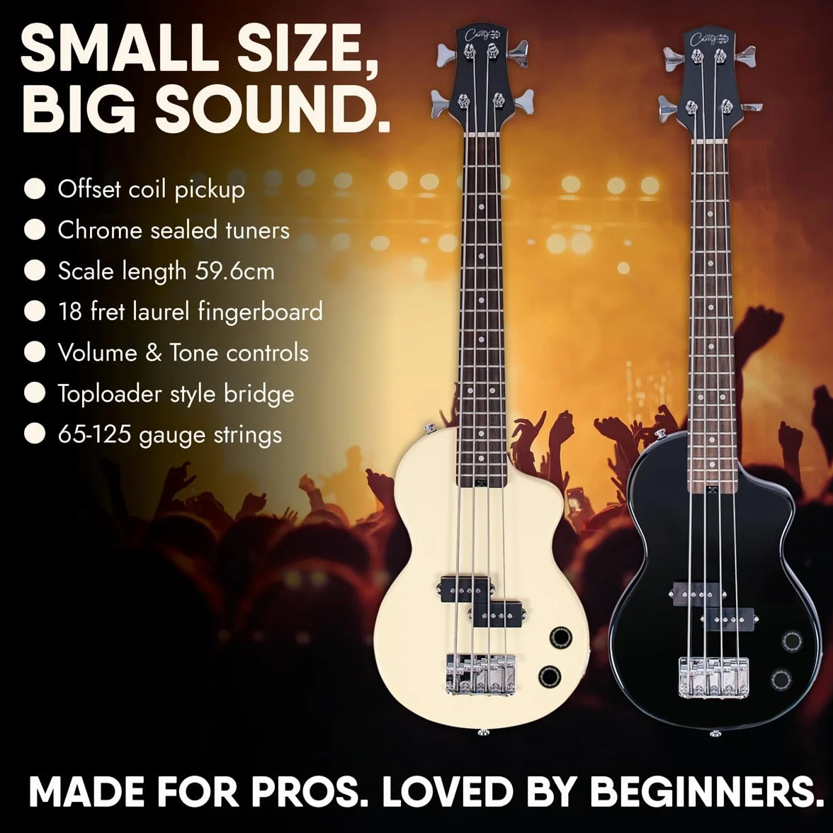 Carry-on Blackstar Mini elektryczna gitara basowa vintage biała idealna dla dzieci i dorosłych, początkujących i podróży