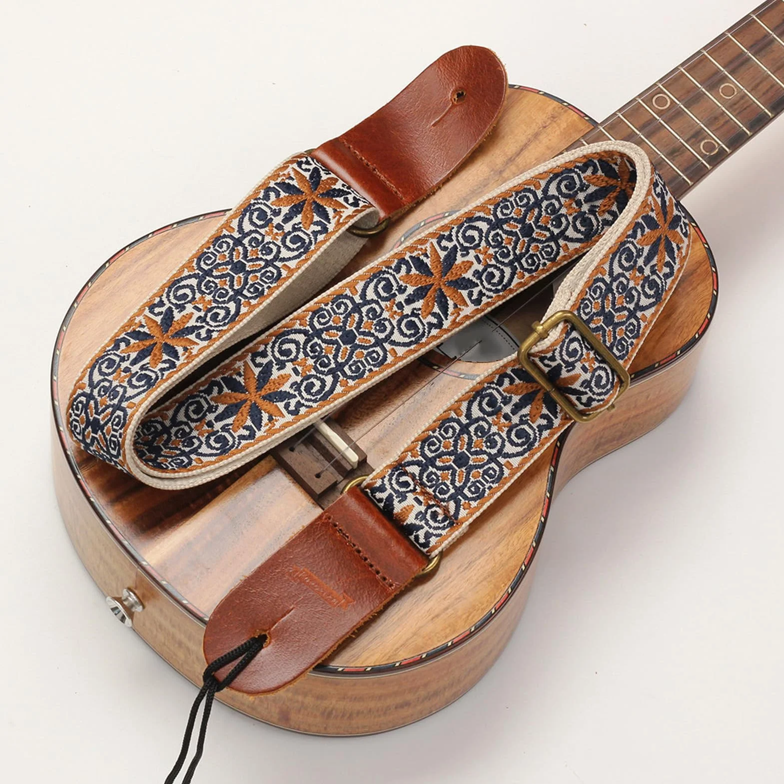 Yosoo Health Gear Haftowany Pasek do Ukulele, Regulowany Pasek na ramię w Stylu Etnicznym, Wygodny Krój Nylonowej Skórzanej Chusty do Ukulele dla Miłośników Muzyki (styl 1)