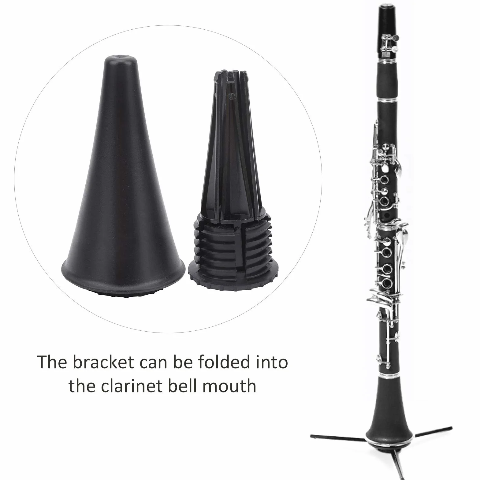 Stojak na Klarnet, Składany Stojak na Instrumenty Dęte Statyw do Klarnetu 5-nożny Wspornik do Fletu Akcesoria do Instrumentów Dętych