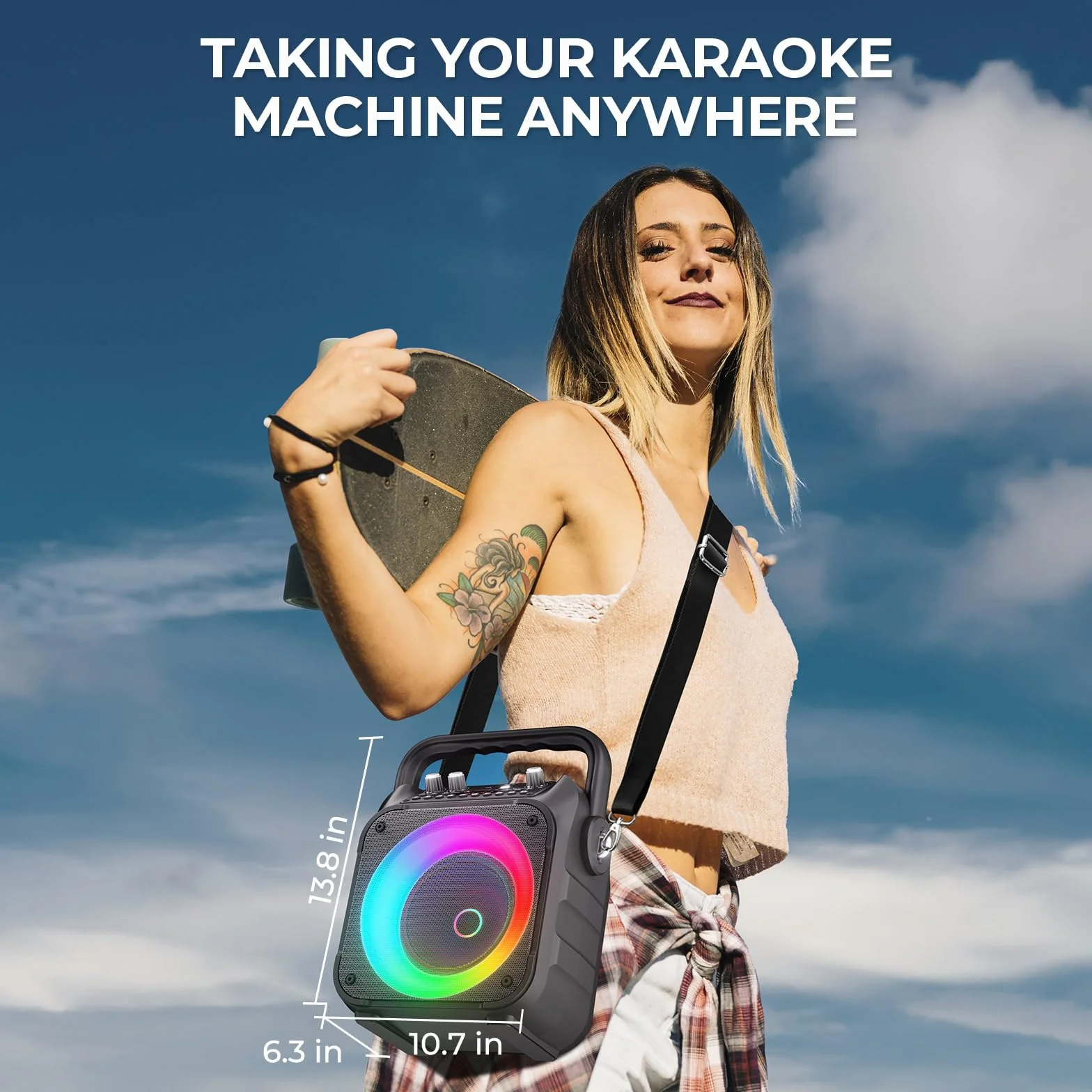 Ankuka Maszyna do karaoke, 2 mikrofony, maszyna do karaoke, dla dorosłych i dzieci, przenośny głośnik Bluetooth z systemem PA, obsługuje TWS/FM/AUX/USB/TF/REC na imprezę, urodziny, dom (czarny)