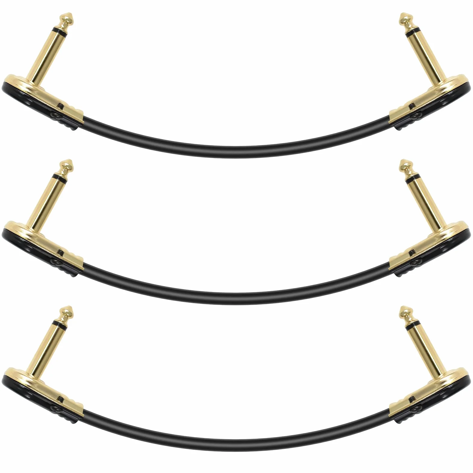Colexy Kabel krosowy 30 cm, bezgłośny do efektów gitarowych, 6,35 mm, kabel do gitary/basu (3 sztuki)