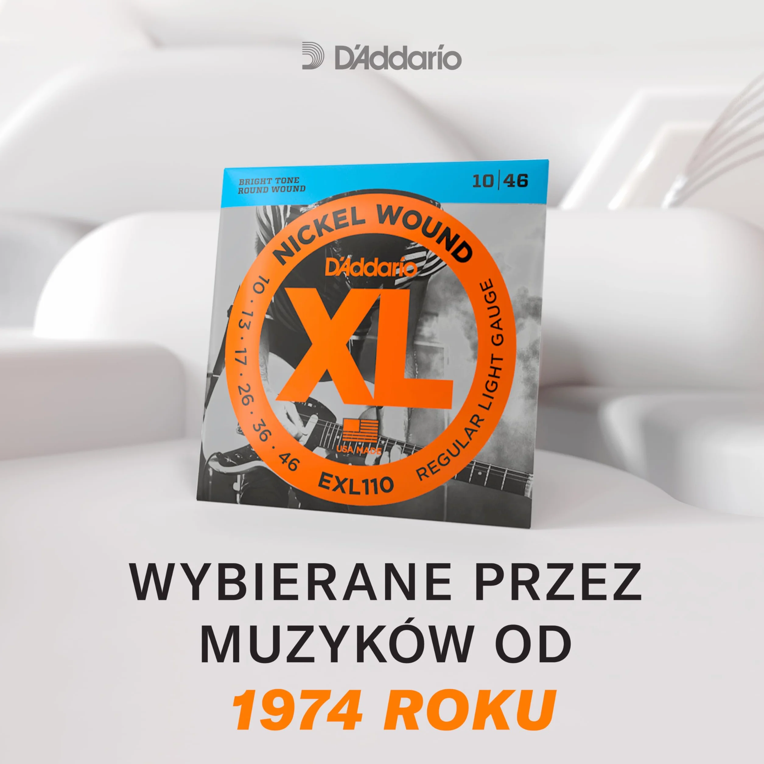 Struny do gitary basowej D'Addario EXL165 Nickel Wound, Custom Light, 45-105, długa menzura