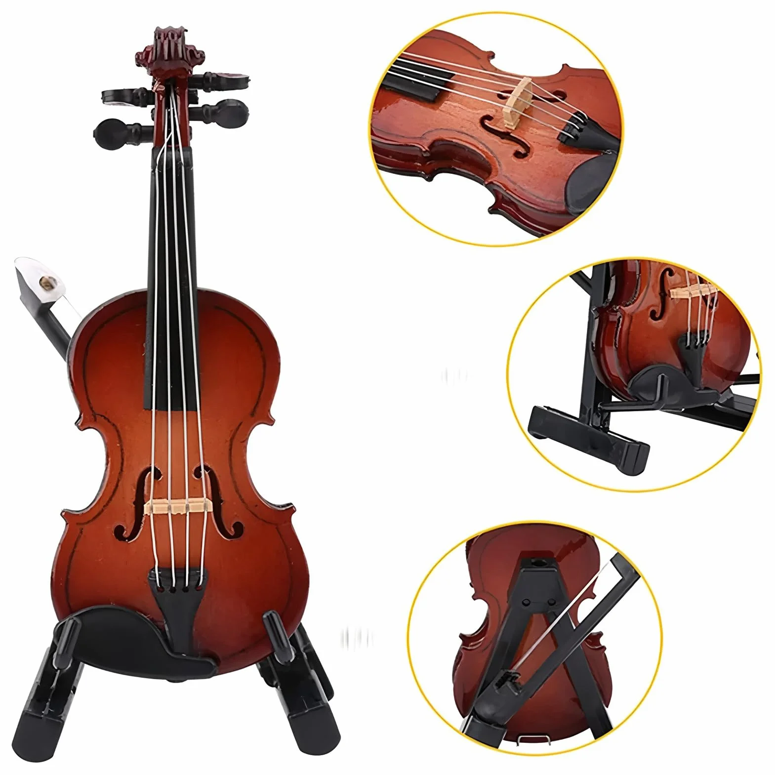 Miniaturowe skrzypce – mini instrument muzyczny, model skrzypiec ze stojakiem – przedmiot kolekcjonerski, dekoracja biurko do salonu, gabinetu, biura
