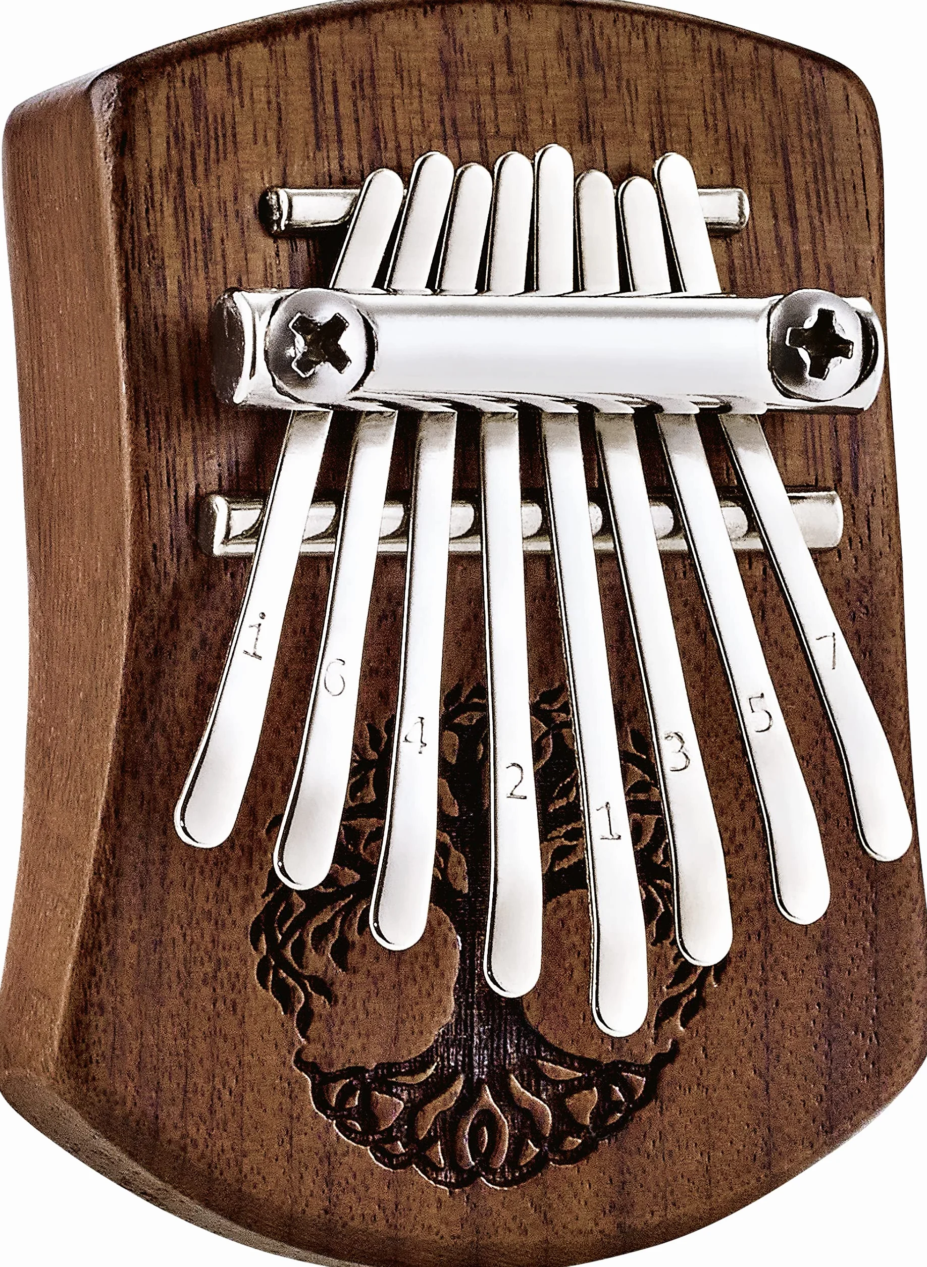 Kalimba Sonic Energy Lite Drewno – 8 Dźwięków w Tonacji C-dur – do Medytacji, Sekcji Perkusyjnej i Jogi – Czarny Orzech Włoski, Drzeworyt Tree of Life (KL801TOL)