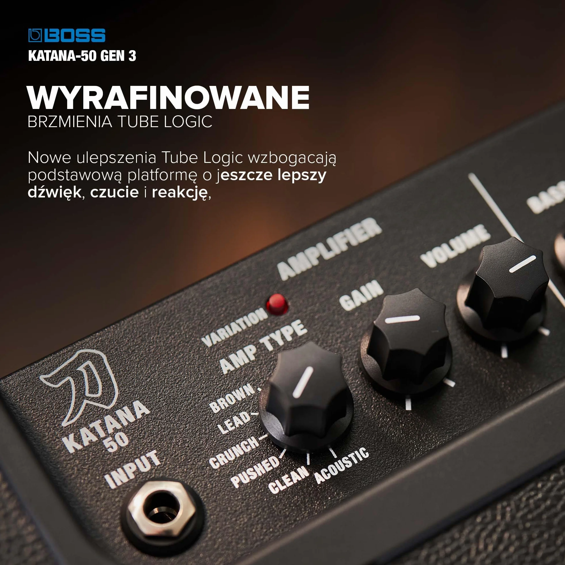 BOSS Katana-50 Gen 3 Wzmacniacz Gitarowy - Kompaktowy 50-Watowy Wzmacniacz Combo - Unikalny 12-calowy głośnik - Udoskonalony Dźwięk Tube Logic - 12 Charaktery Wzmacniacza - Wbudowane Efekty BOSS