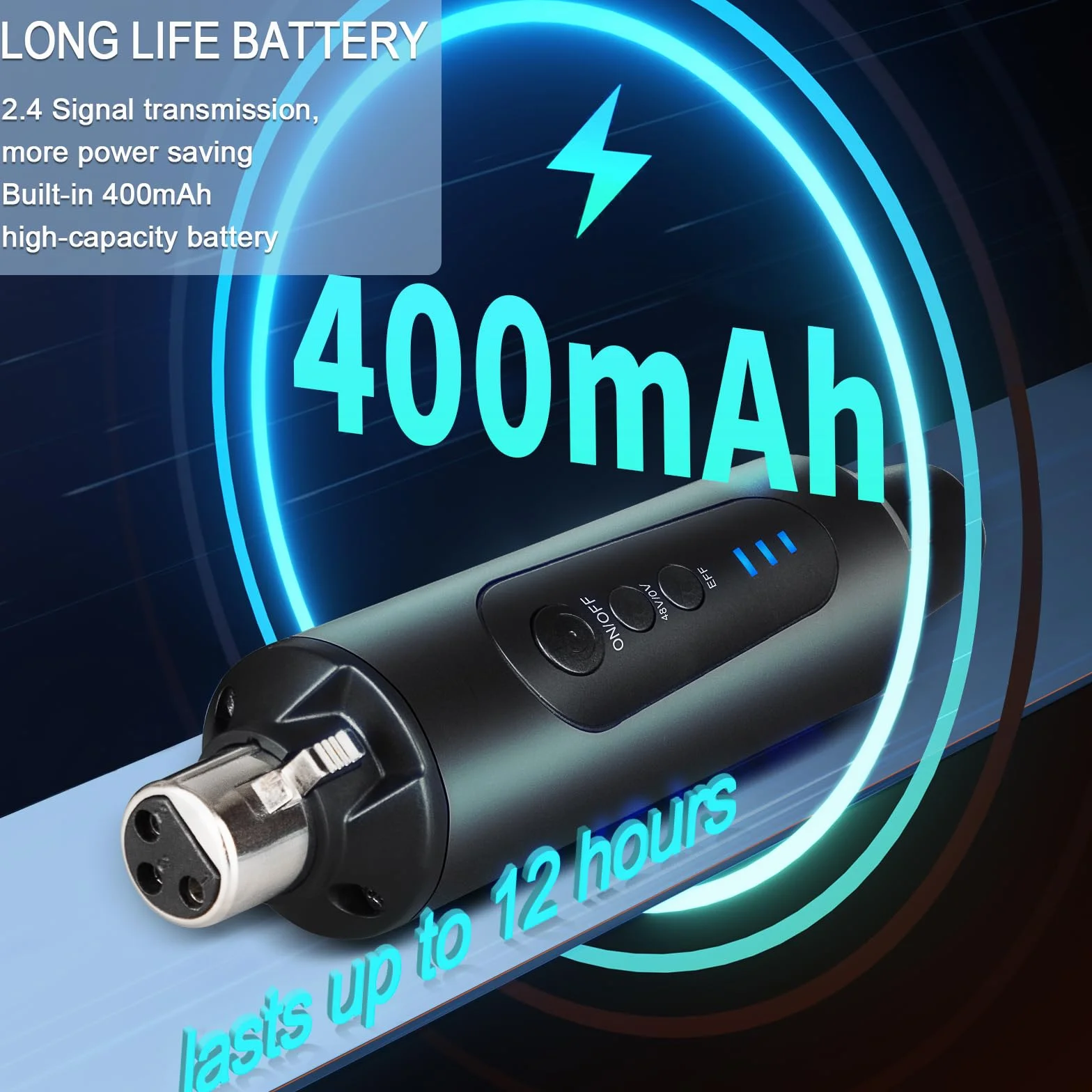 Depusheng System mikrofonu bezprzewodowego S5, bezprzewodowy nadajnik gitarowy, wtyczka XLR, do dynamicznych mikrofonów kondensatorowych 48 V, mikser audio, zasilanie fantomowe 48 V i przełącznik