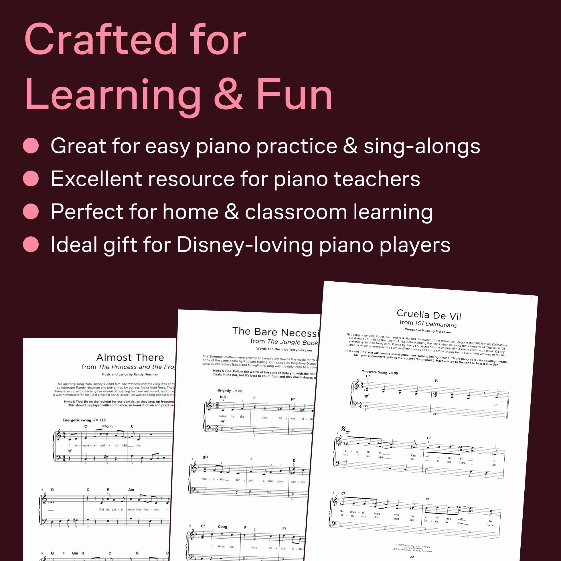 Really easy piano : 40 disney songs - piano