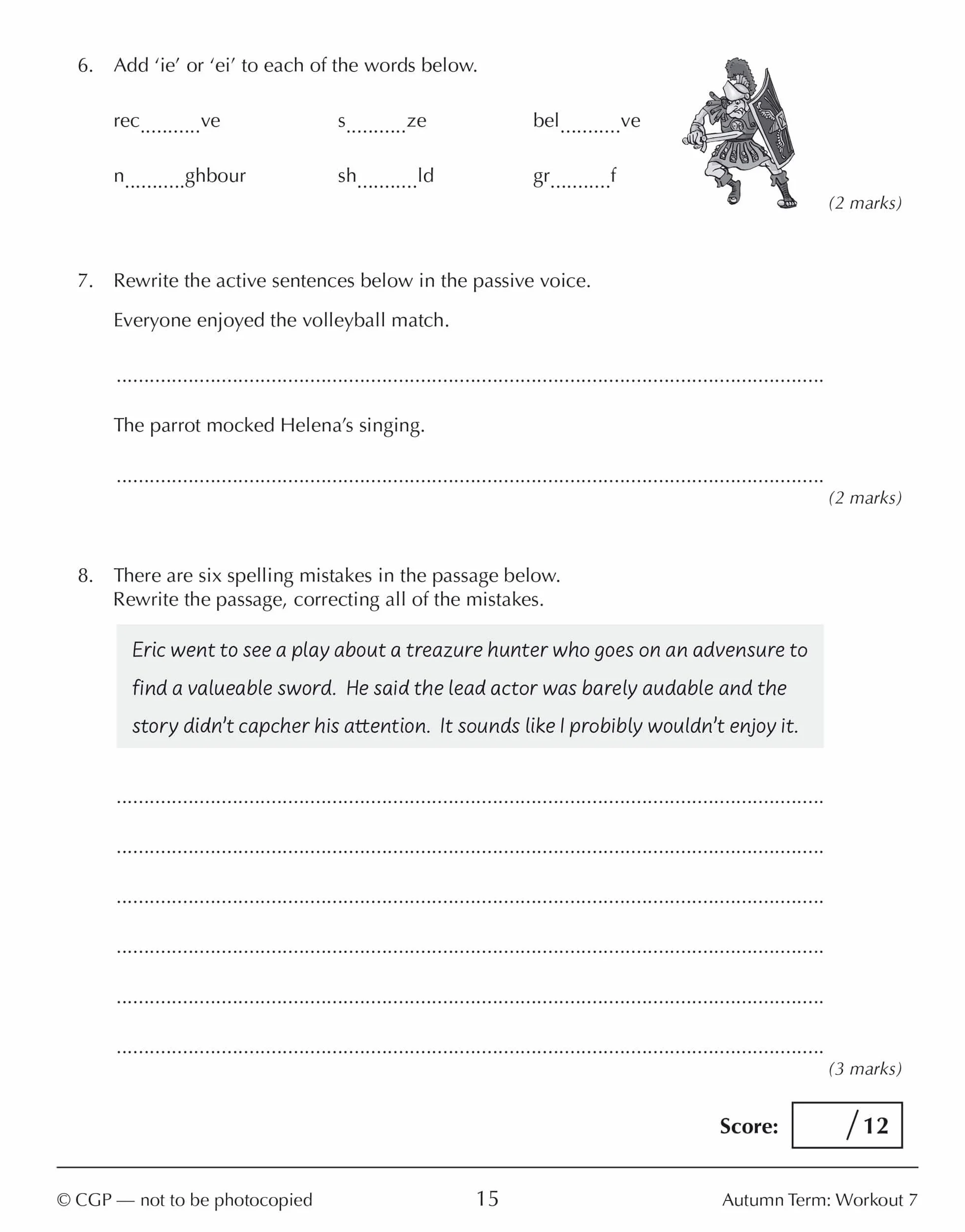 KS3 Year 7 Spelling, Punctuation and Grammar 10-Minute Weekly Workouts