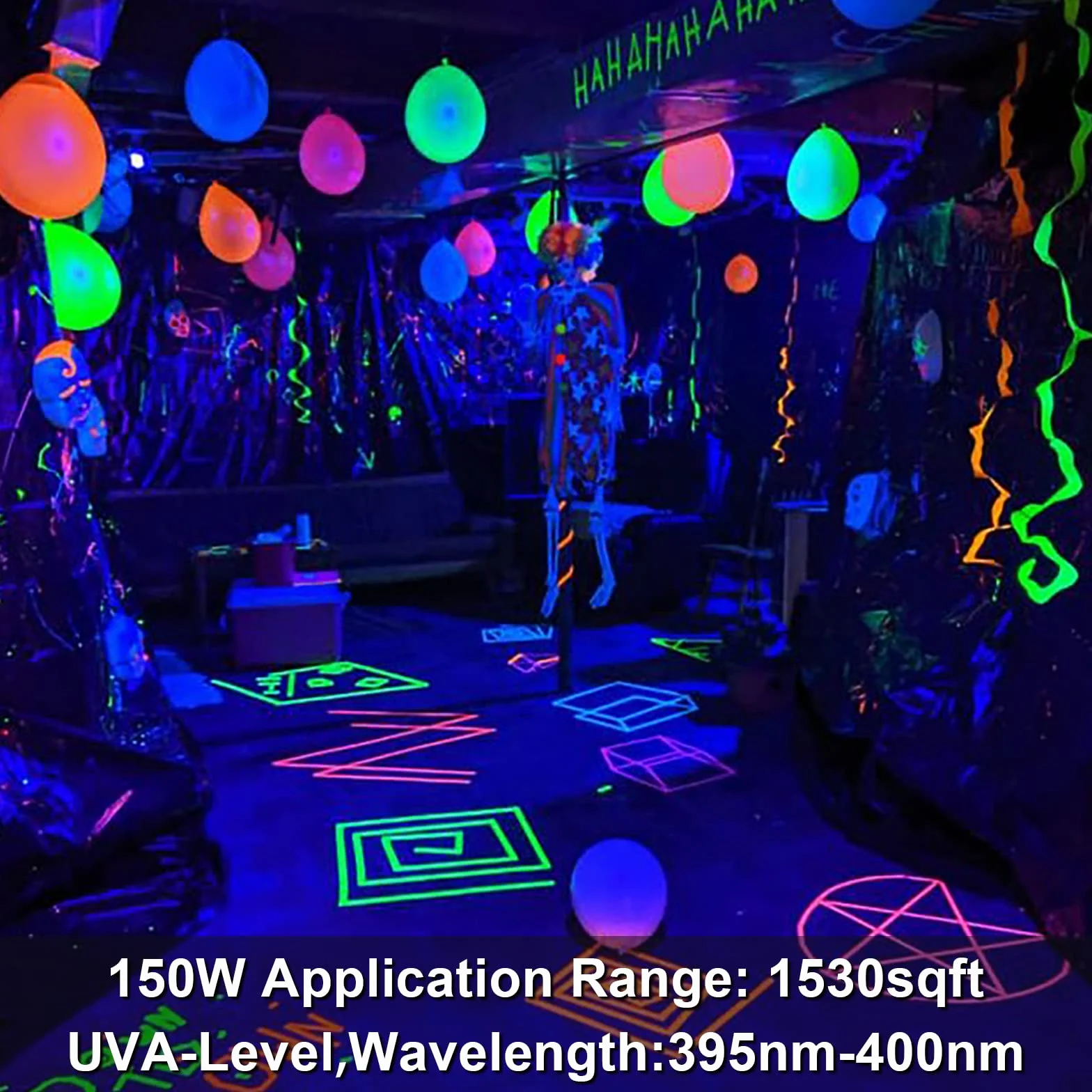 Reflektory czarne światło 150 W, lampa UV czarna z wyłącznikiem, 395-400 nm, wodoodporność IP65 reflektor UV imprezowy reflektor na bar akwarium Halloween kolory neonowe efekty fluorescencyjne