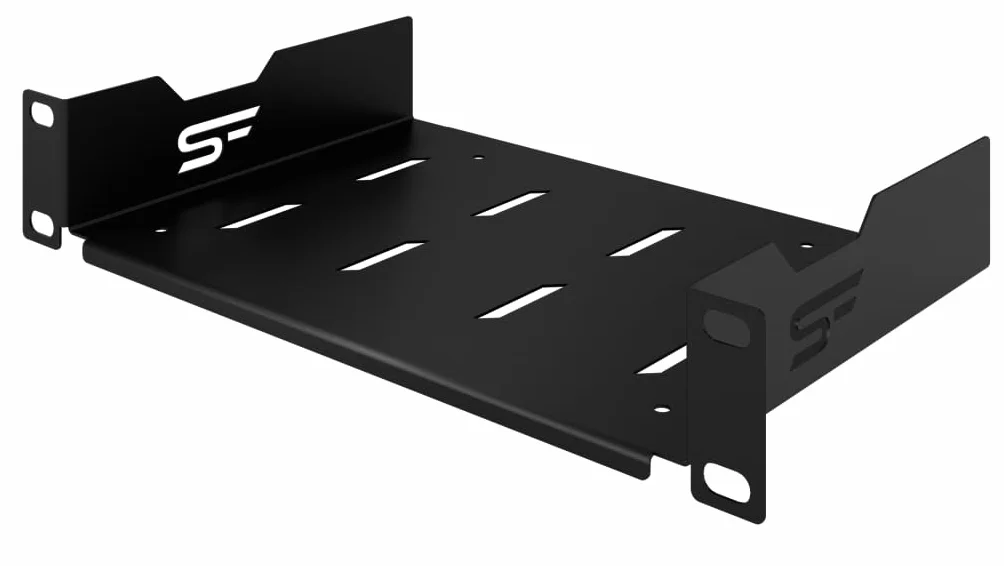 Półka Stała Rack 10 cali 1U 150mm, Metal, Czarny | Półka Rackowa 10 Cali Płaska Perforowana do Montażu w Szafach Serwerowych i Sieciowych w Systemie Rack