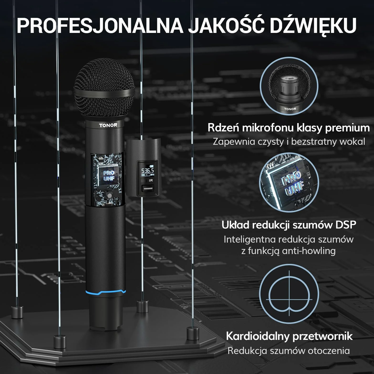 Profesjonalny system mikrofonów bezprzewodowych TONOR, regulacja częstotliwości 100x2 UHF, automatyczne skanowanie i parowanie IR, bezprzewodowy mikrofon 100 m do karaoke, śpiewu, na wesele TW750