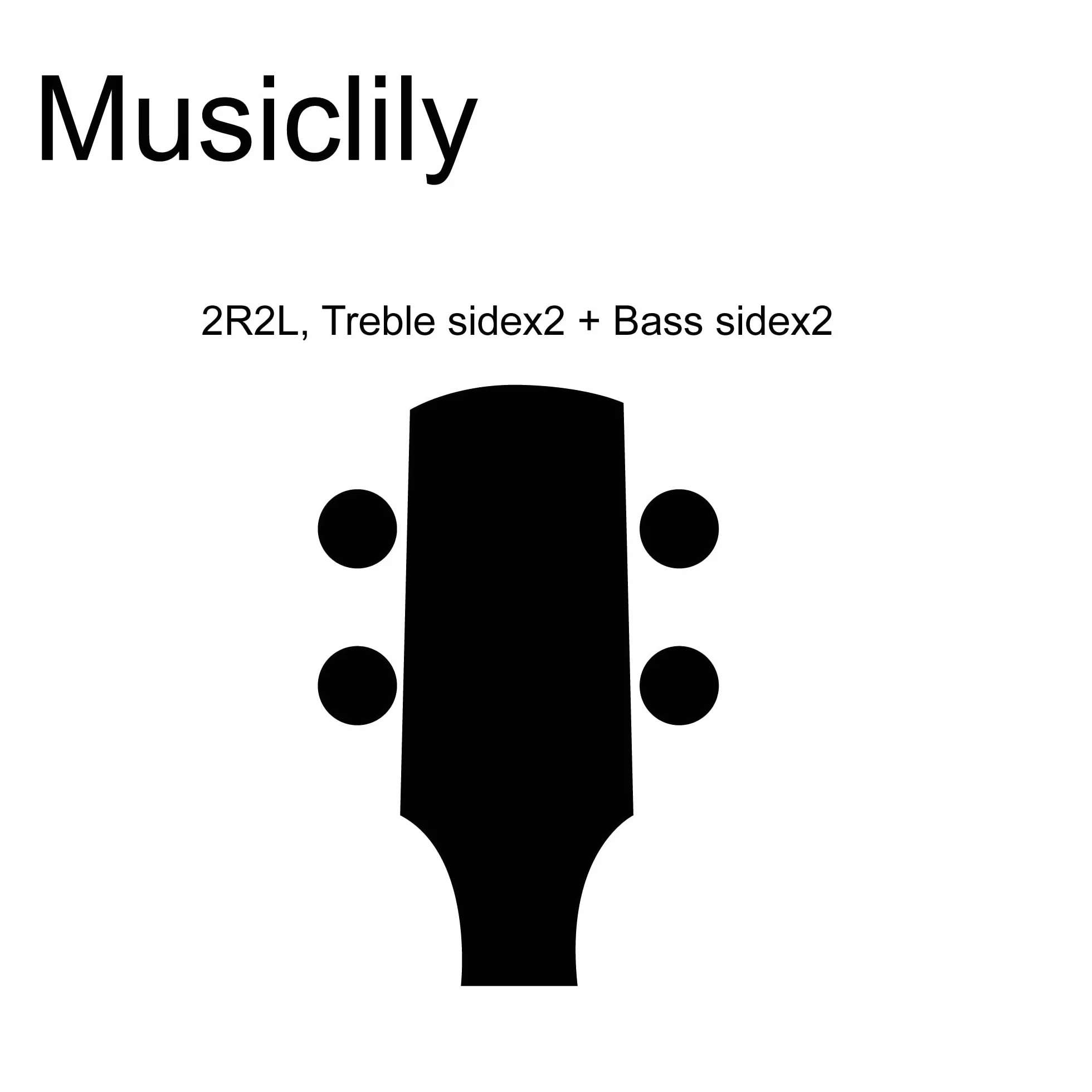 Musiclily Basic 2L+2R Klucze Basu Tunery Kołki do Strojenia do Gitary Basowej typu Ibanez, Chrom