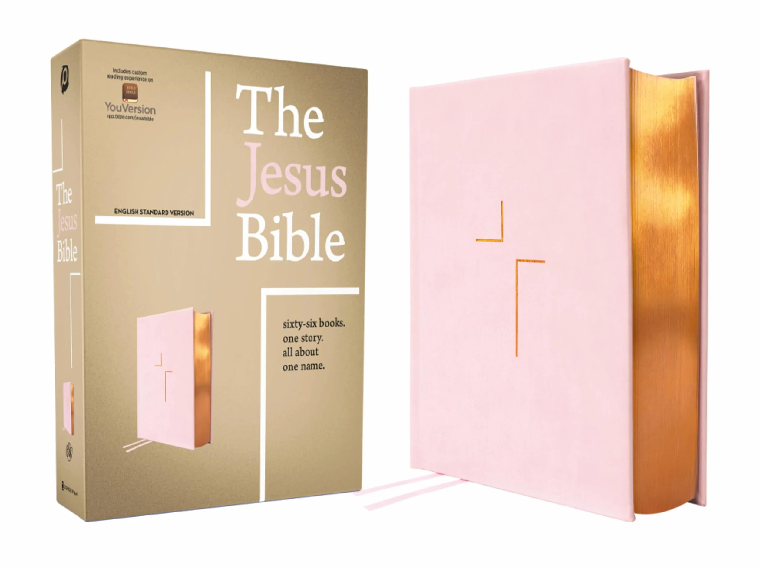 The Jesus Bible, ESV Edition, Leathersoft Over Board, Pink: Sixty-Six Books. One Story. All About One Name.