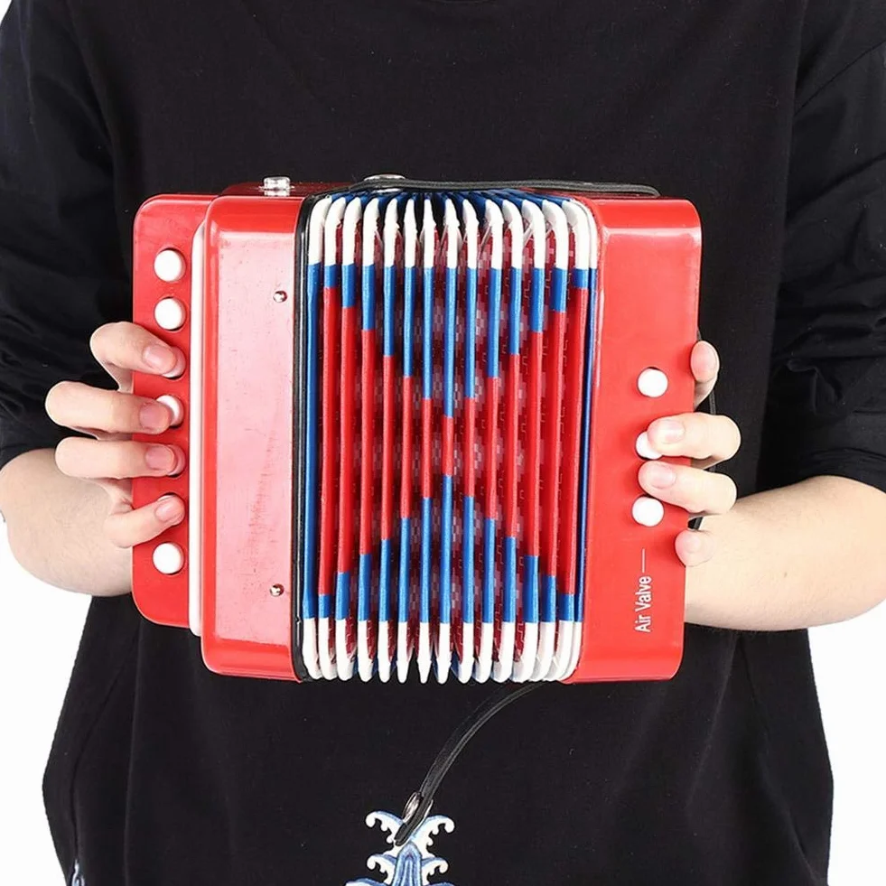 Harmonijka Mini 7 klawiszy, przenośny instrument muzyczny, zabawka dla dzieci, mały edukacyjny i innowacyjny fortepian (czerwony)