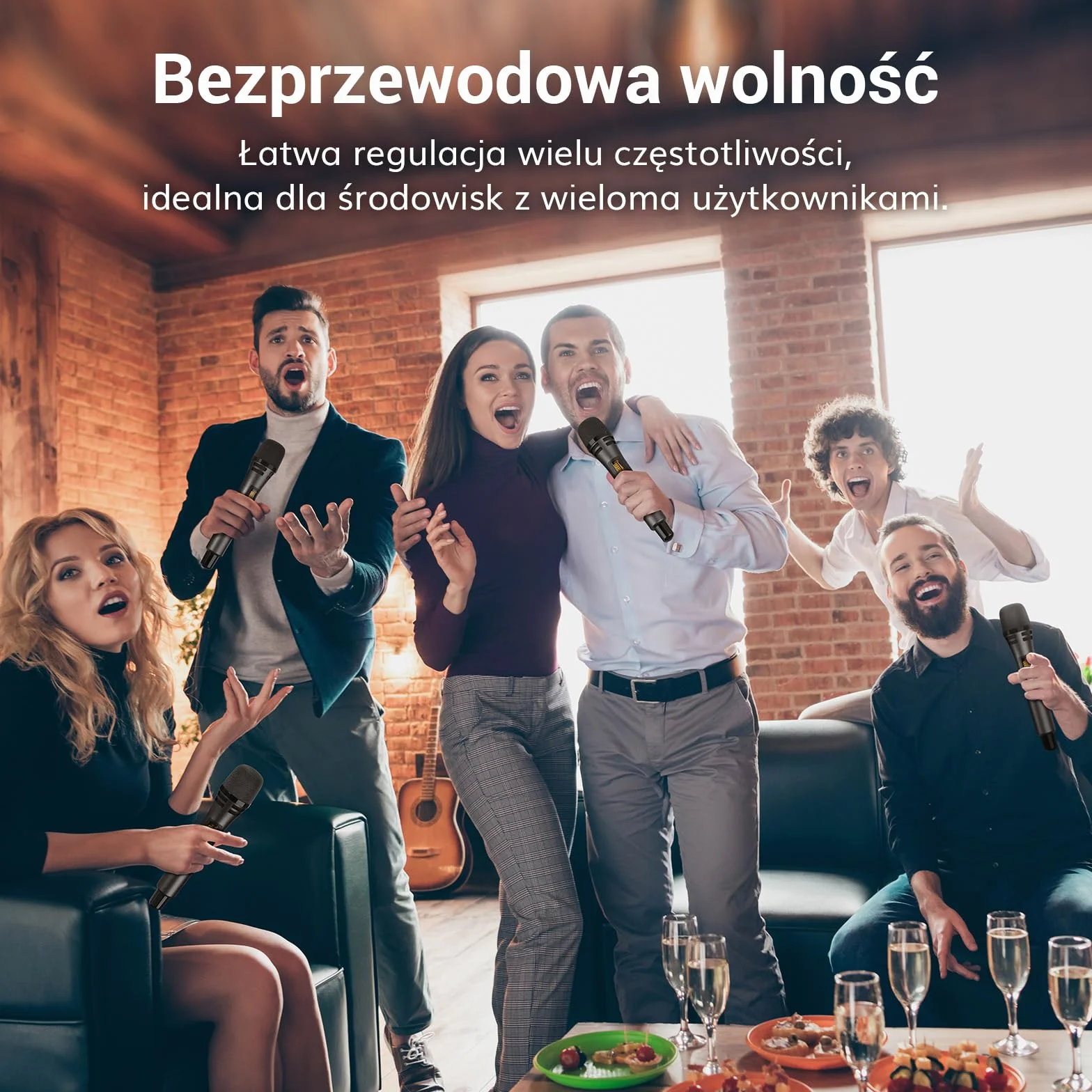 System mikrofonów bezprzewodowych TONOR, 4x5-kanałowy bezprzewodowy ręczny mikrofon dynamiczny z odbiornikiem, zasięg 60 M UHF, mikrofony ze stabilną transmisją sygnału do karaoke, śpiewania, wesela