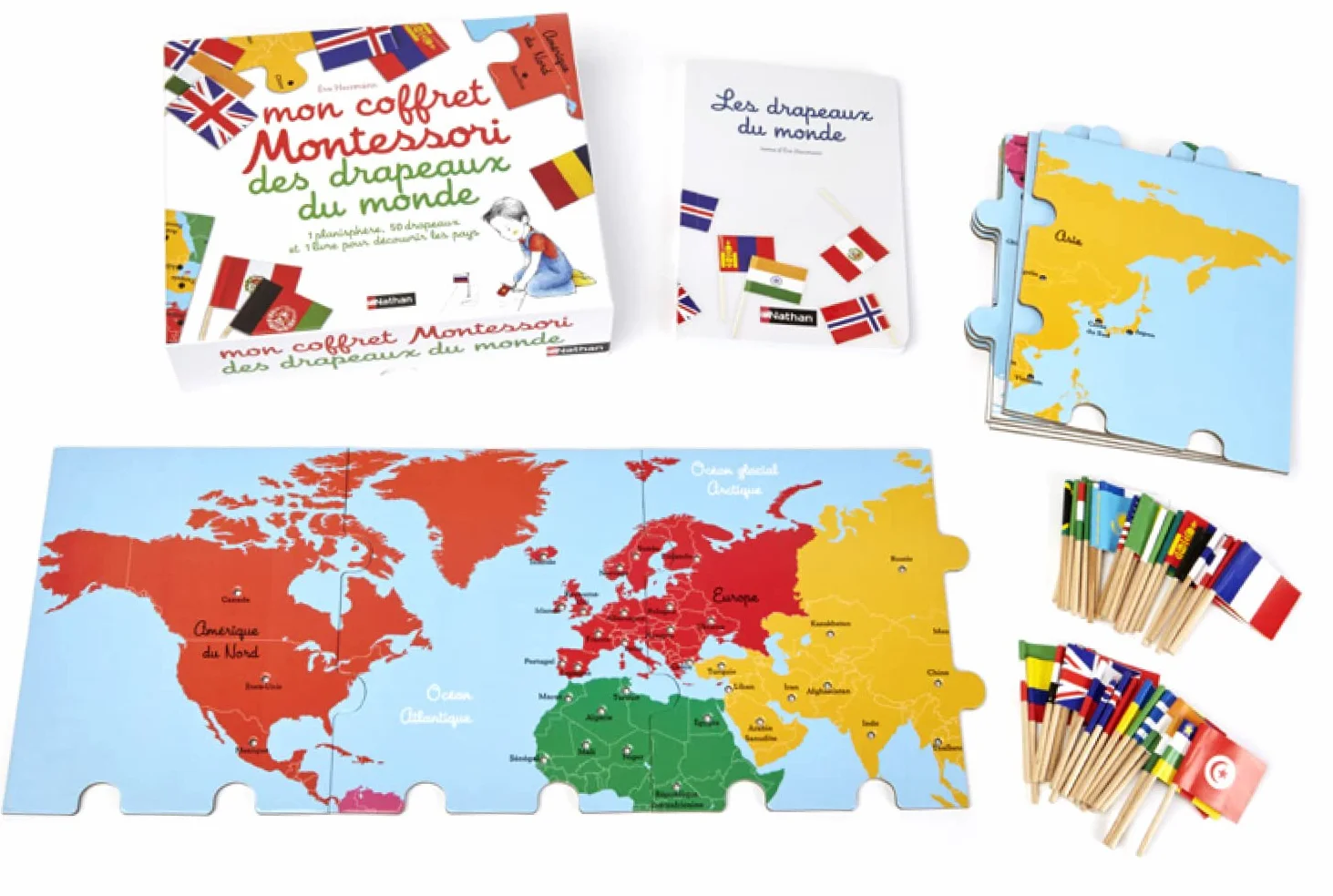 Mon coffret Montessori des drapeaux du monde - Dès 6 ans: Avec 1 planisphère et 50 drapeaux