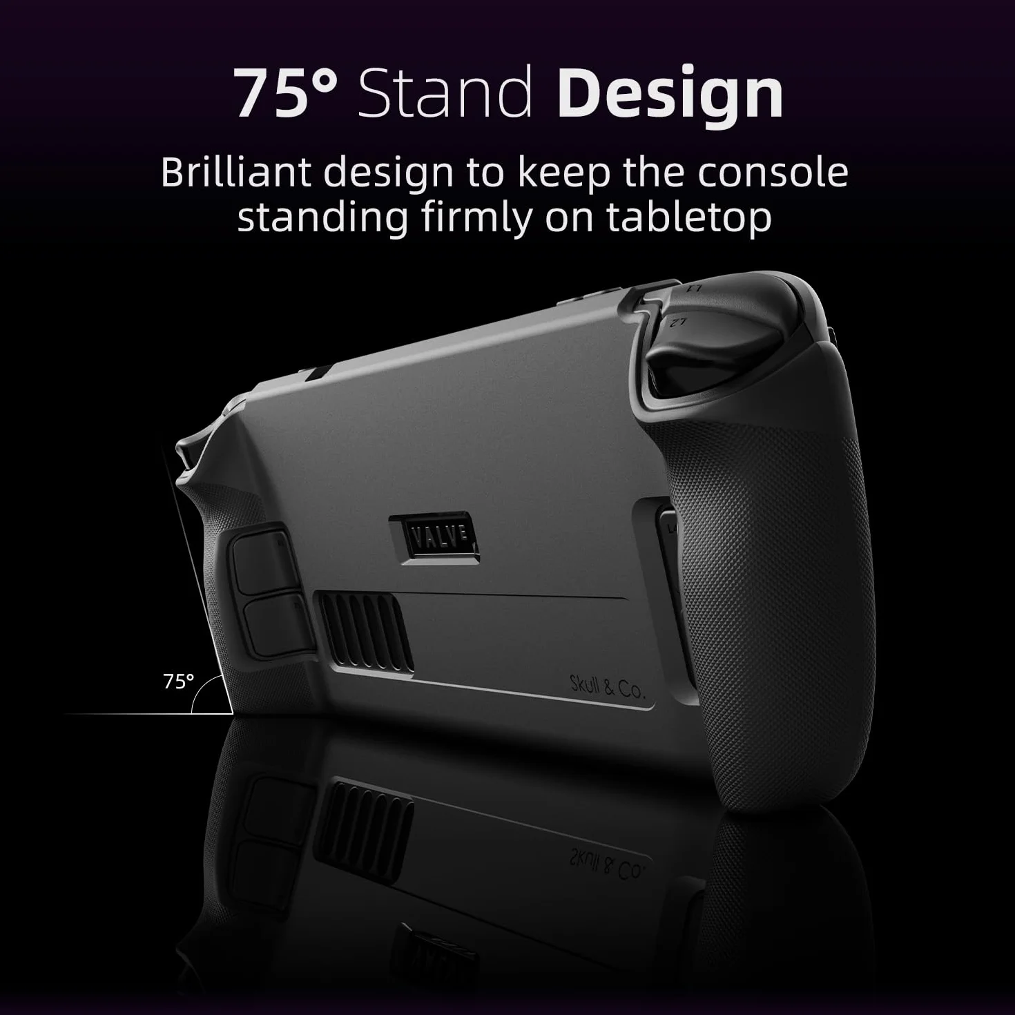 Skull & Co. GripCase SD for Steam Deck and Steam Deck OLED: A Soft Protective Case with Textured Grips Full Protection and Stand, Absorption Non-Slip and Anti-Scratch Cover Design - Coyote Gray