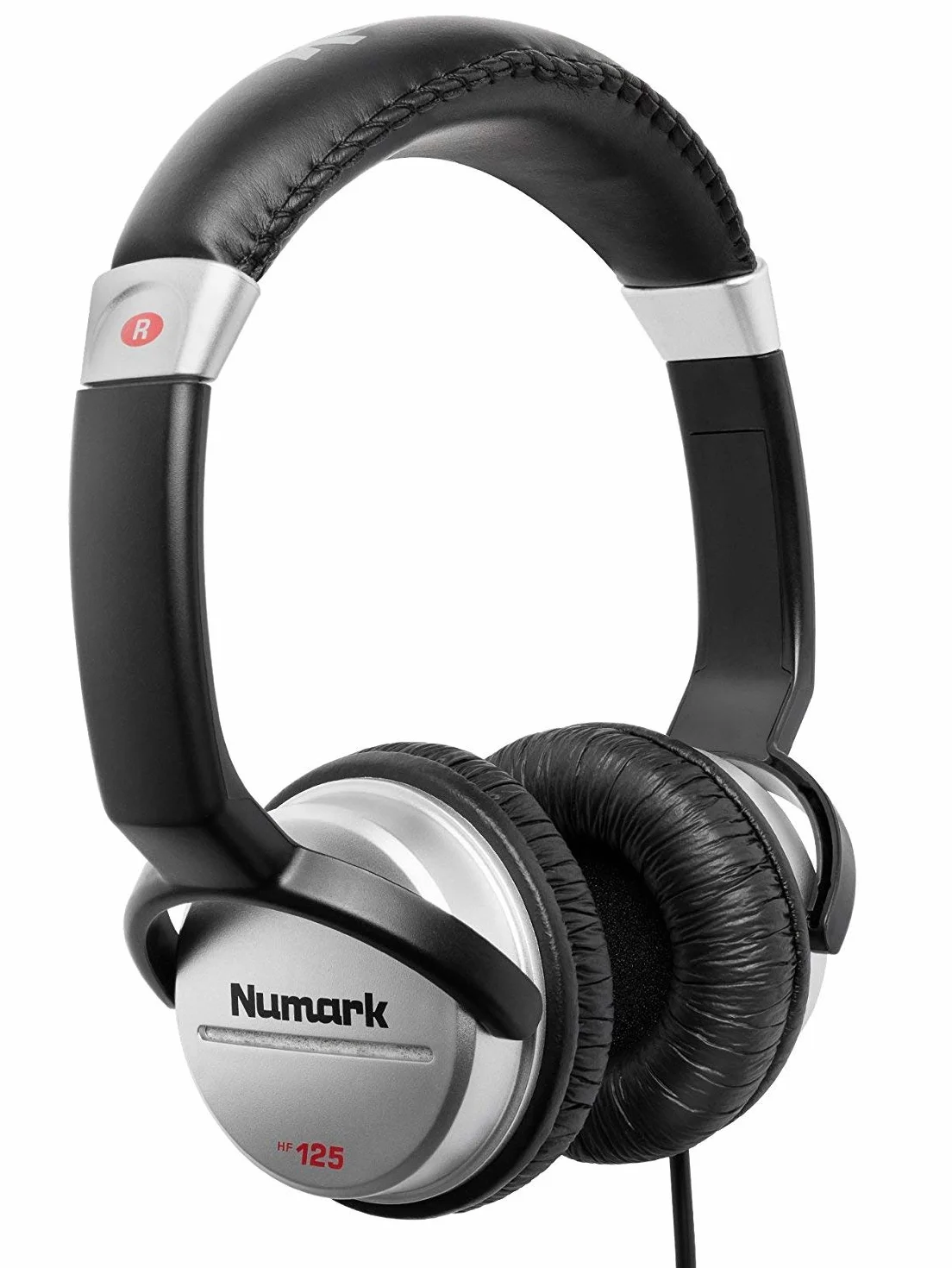 Numark HF125 Kompaktowe słuchawki do nagrywania i monitorowania DJ-ów z kablem o długości 6 stóp, 40-milimetrowymi przetwornikami zapewniającymi rozszerzoną reakcję