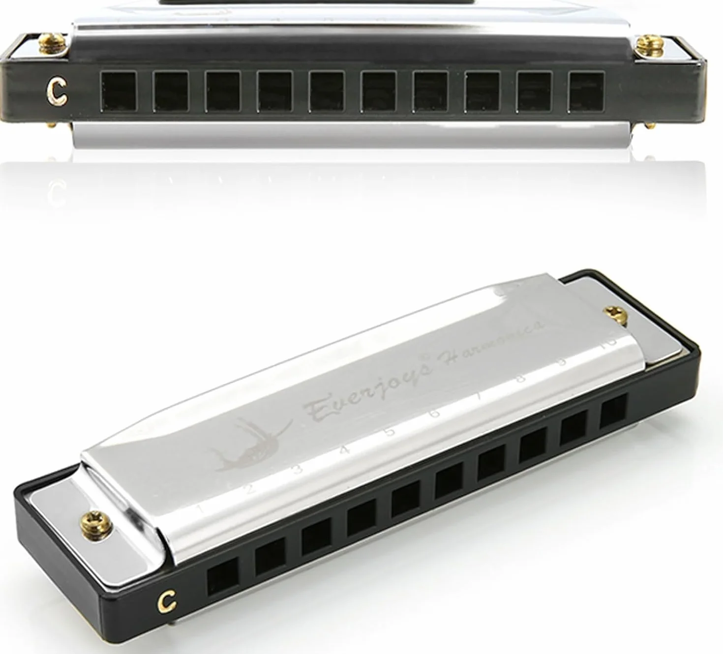 Blues Harp harmonijka ustna z 10 otworami, z etui, ściereczka do polerowania, instrukcja obsługi (może nie być dostępna w języku polskim), dla dorosłych, początkujących i uczniów
