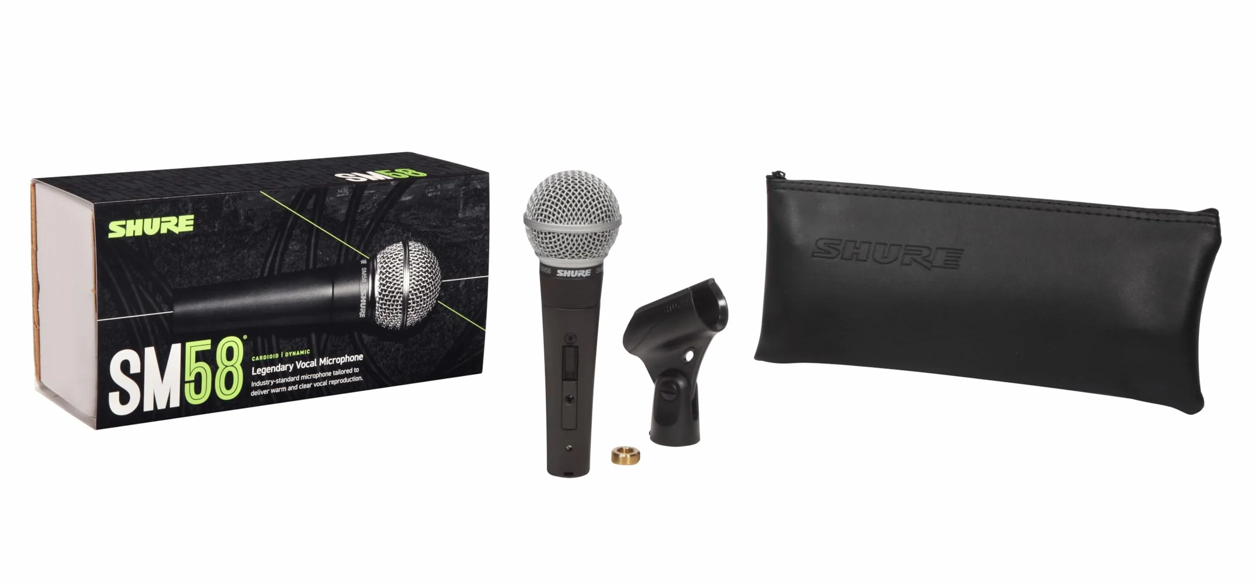 Shure SM58SE Dynamiczny mikrofon wokalny z przełącznikiem ON/OFT, wbudowany filtr pop, klips A25D, torba do przechowywania, 3-pinowe złącze XLR (SM58S)